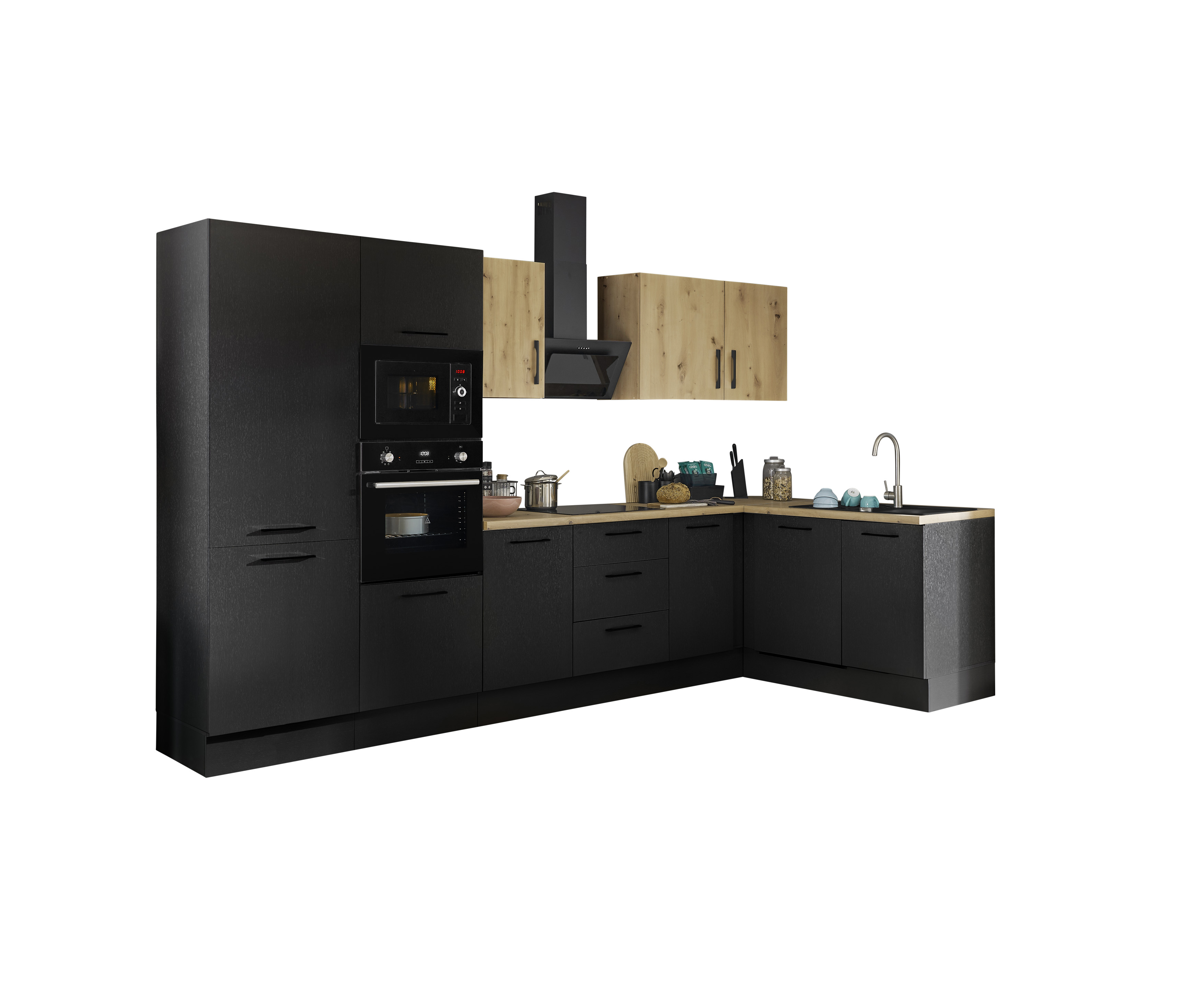 Küchenblock mit E-Geräten CORNWALL (Ecke-Backofen-Geschirrspüler-Kühlschrank-Mikrowelle) IV Küchenblock mit E-Geräten CORNWALL (Ecke-Backofen-Geschirrspüler-Kühlschrank-Mikrowelle) IV