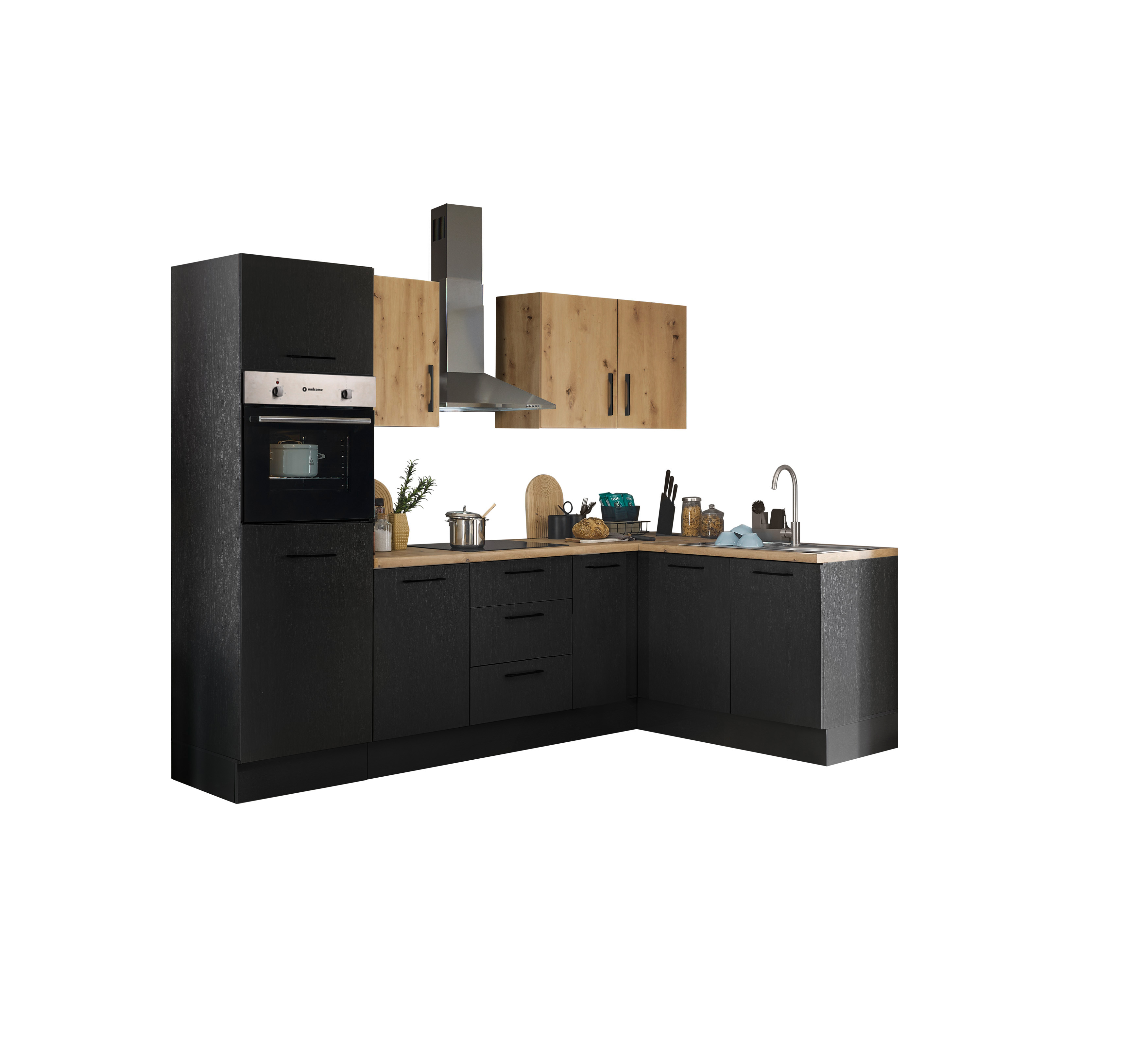 Küchenblock mit E-Geräten CORNWALL (Ecke-Backofen-Kühlschrank) V Küchenblock mit E-Geräten CORNWALL (Ecke-Backofen-Kühlschrank) V