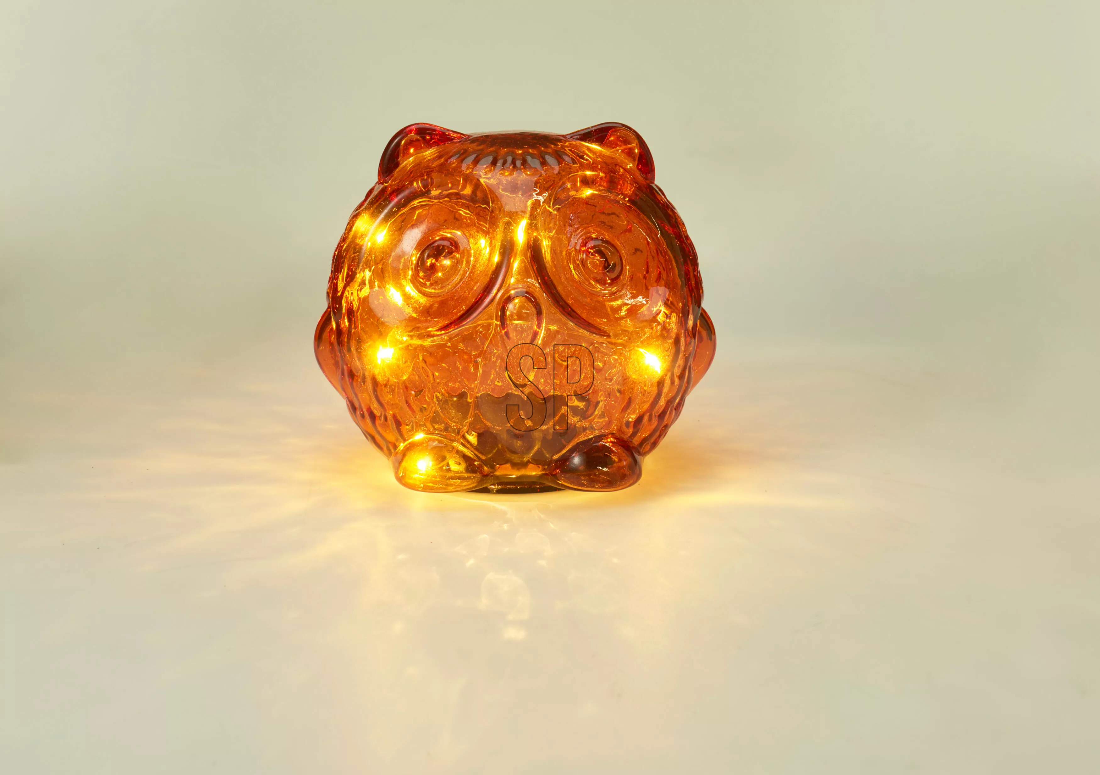 Eule Glas mit LED HERBST Eule Glas mit LED HERBST