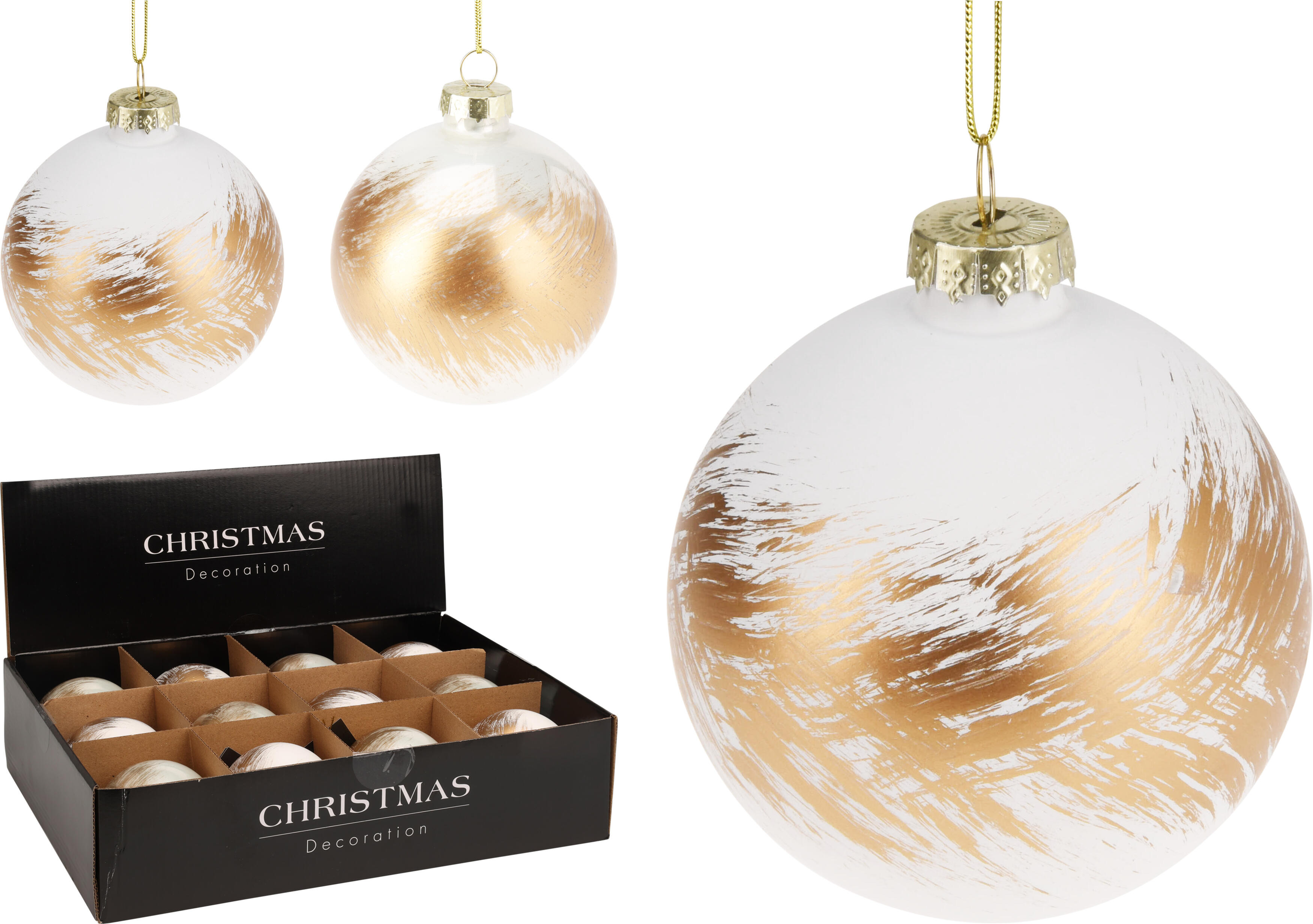 Weihnachtskugel weiß/gold CHRISTMAS Weihnachtskugel weiß/gold CHRISTMAS