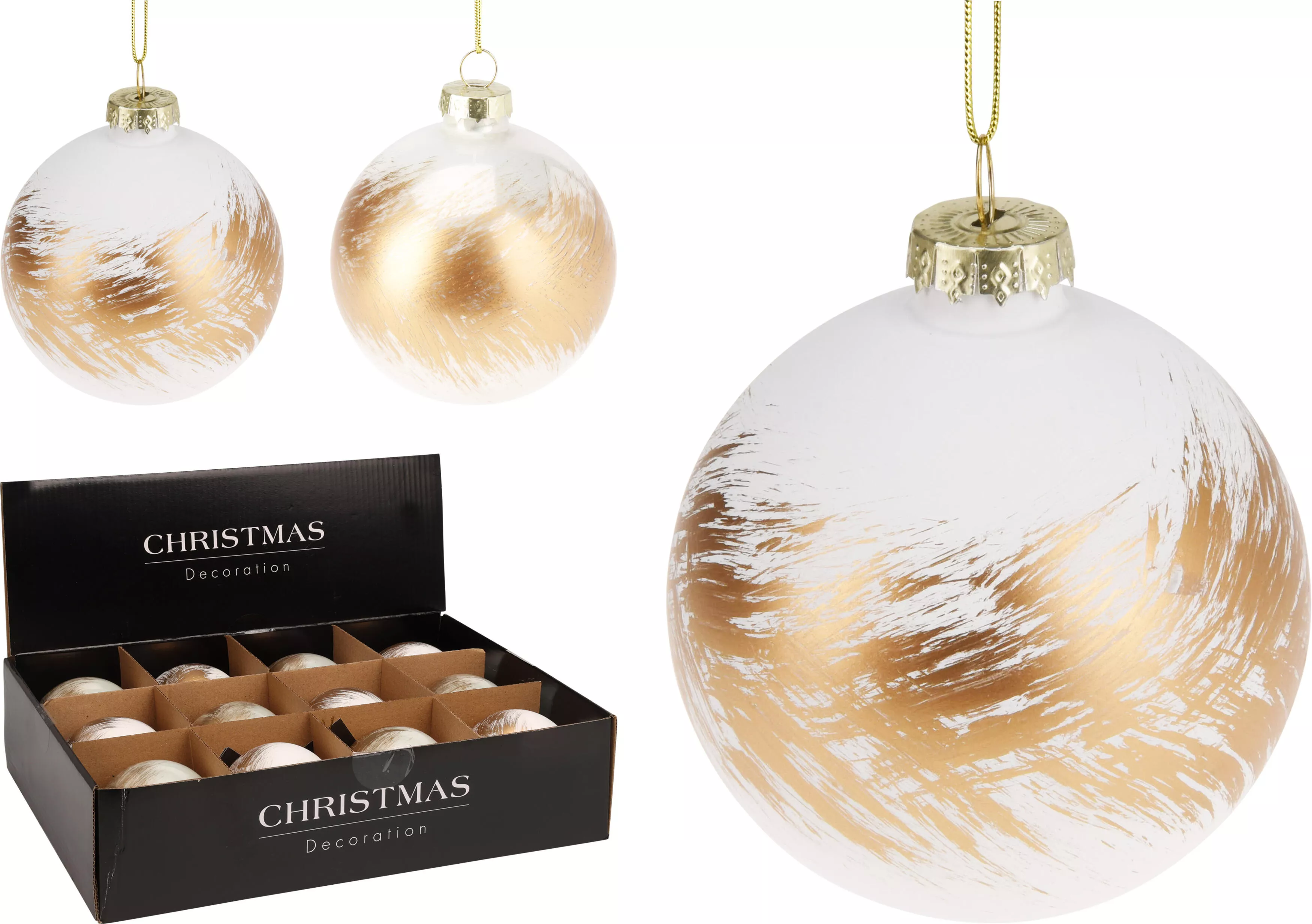Weihnachtskugel weiß/gold CHRISTMAS