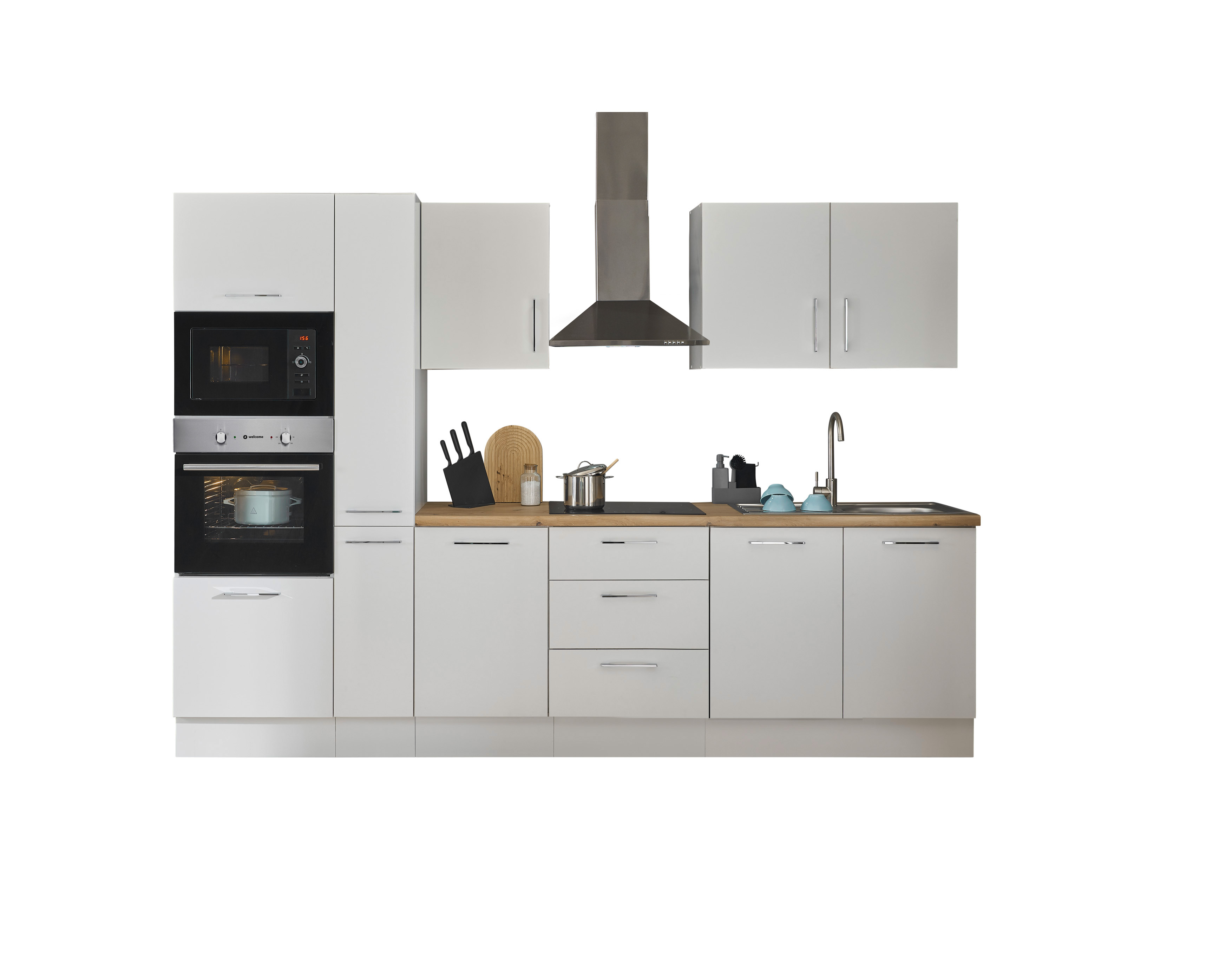 Küchenblock mit E-Geräten CORNWALL (Zeile-Backofen-Mikrowelle-Apotheker) I Küchenblock mit E-Geräten CORNWALL (Zeile-Backofen-Mikrowelle-Apotheker) I
