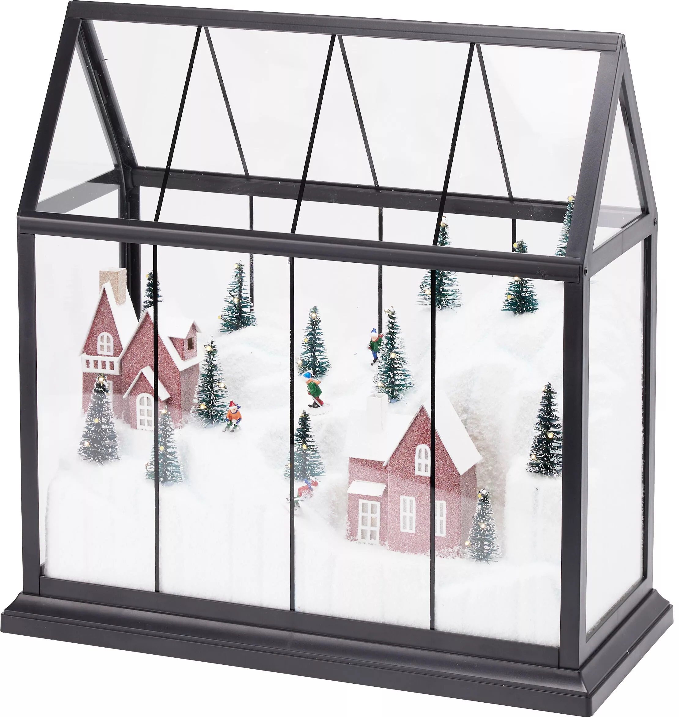 Glashaus mit Winterlandschaft und LED CHRISTMAS