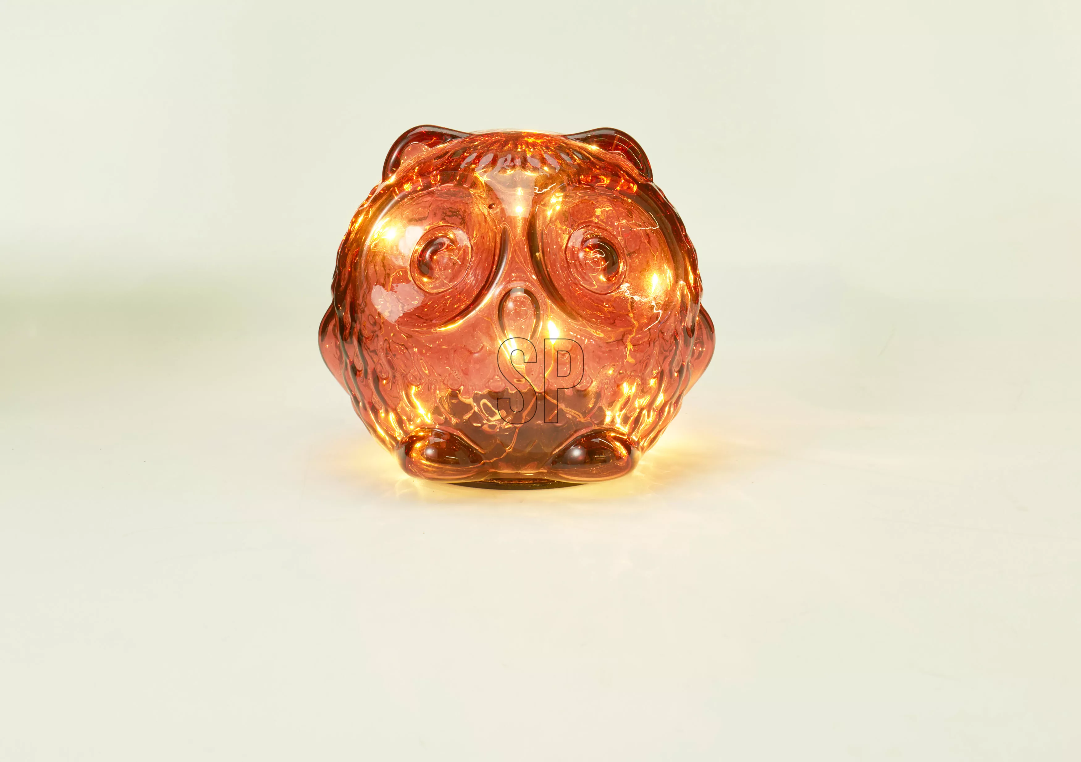Eule Glas mit LED HERBST Eule Glas mit LED HERBST