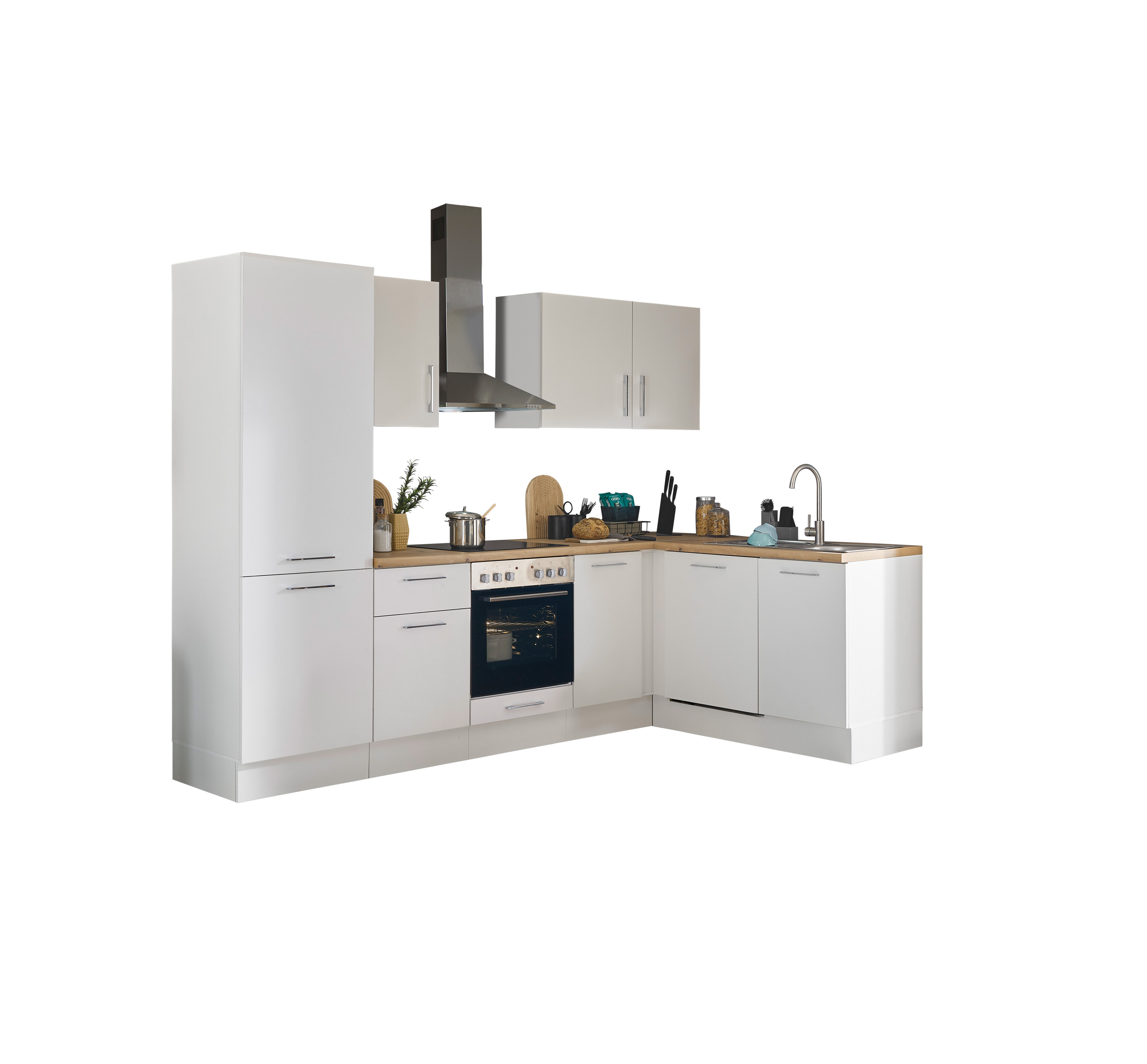 Küchenblock mit E-Geräten CORNWALL (Ecke-Geschirrspüler-Kühlschrank) I Küchenblock mit E-Geräten CORNWALL (Ecke-Geschirrspüler-Kühlschrank) I