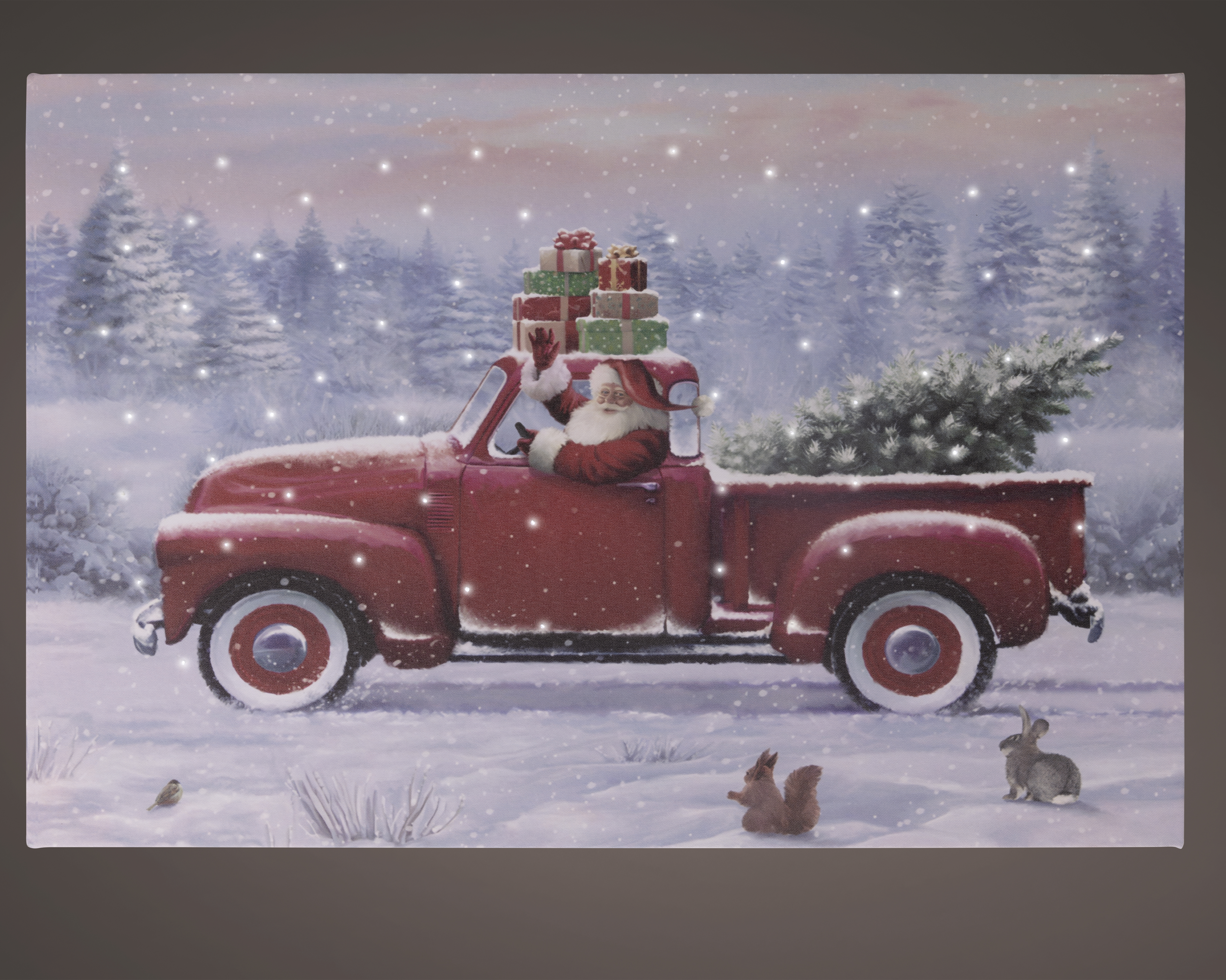 Leinwand driving Home for Christmas mit LED Flash  CHRISTMAS