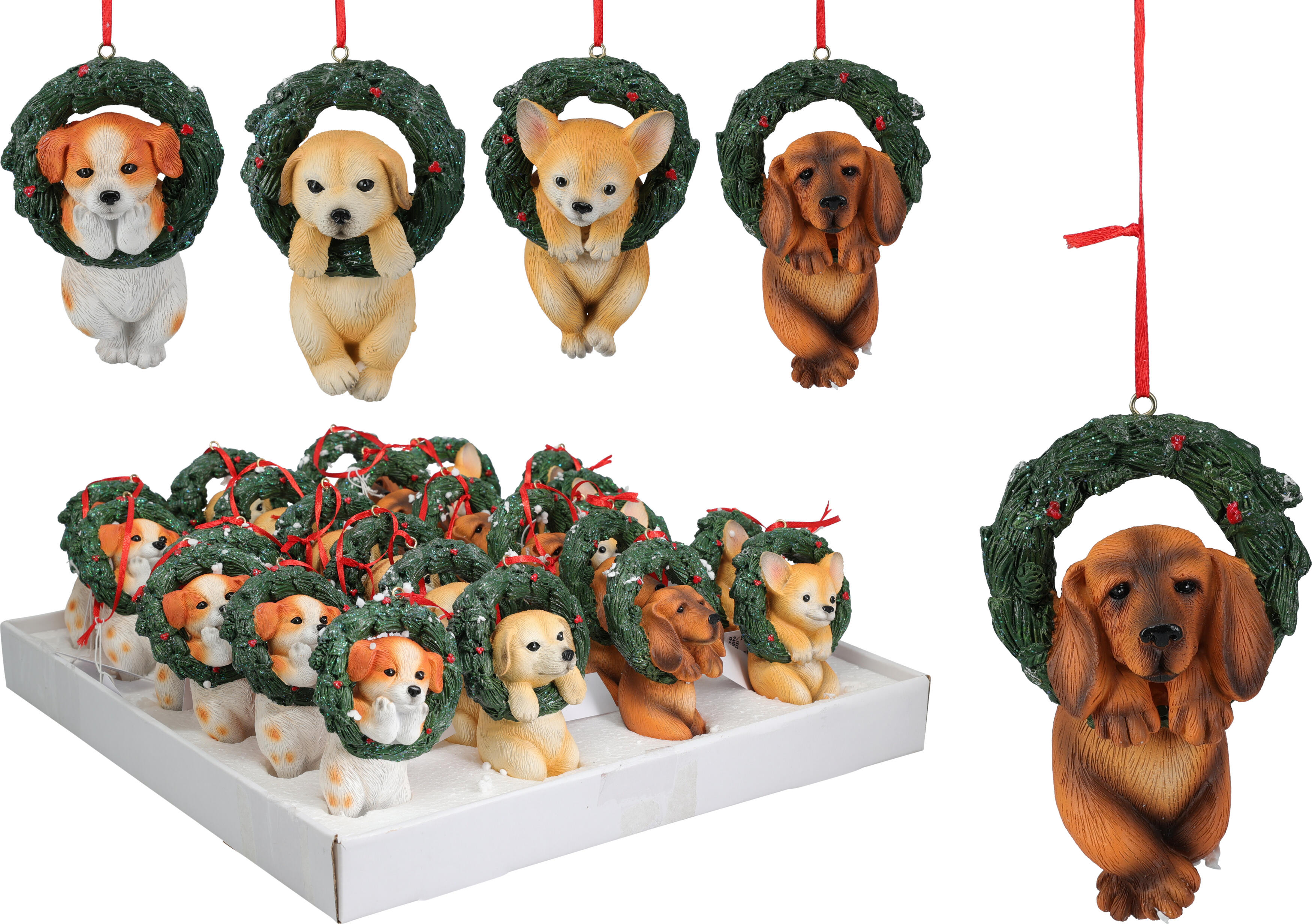 Hänger Hund im Kranz CHRISTMAS Hänger Hund im Kranz CHRISTMAS