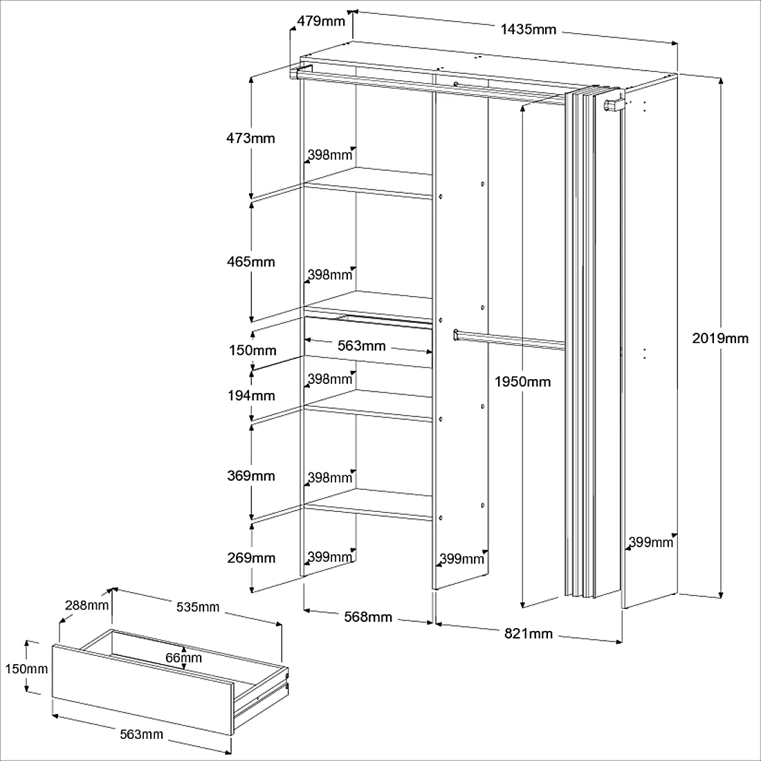 Kleiderschrank BARI 2