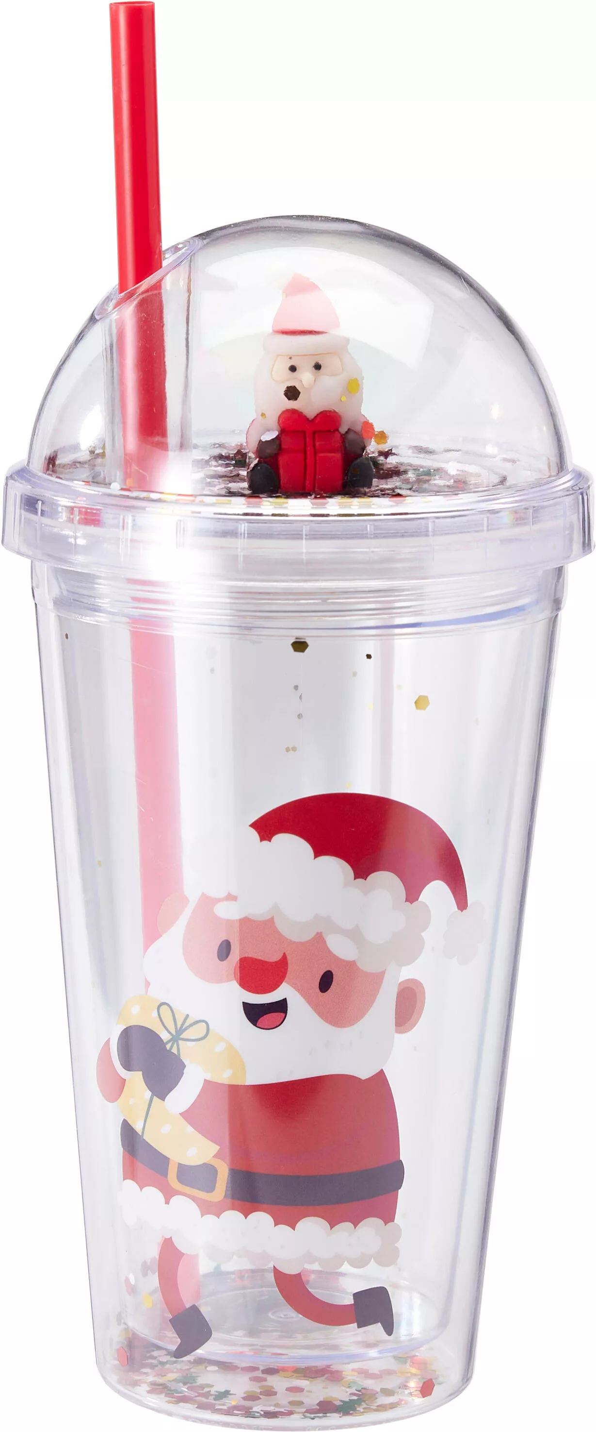 Trinkbecher mit 3D Figur und Schnee im Deckel CHRISTMAS