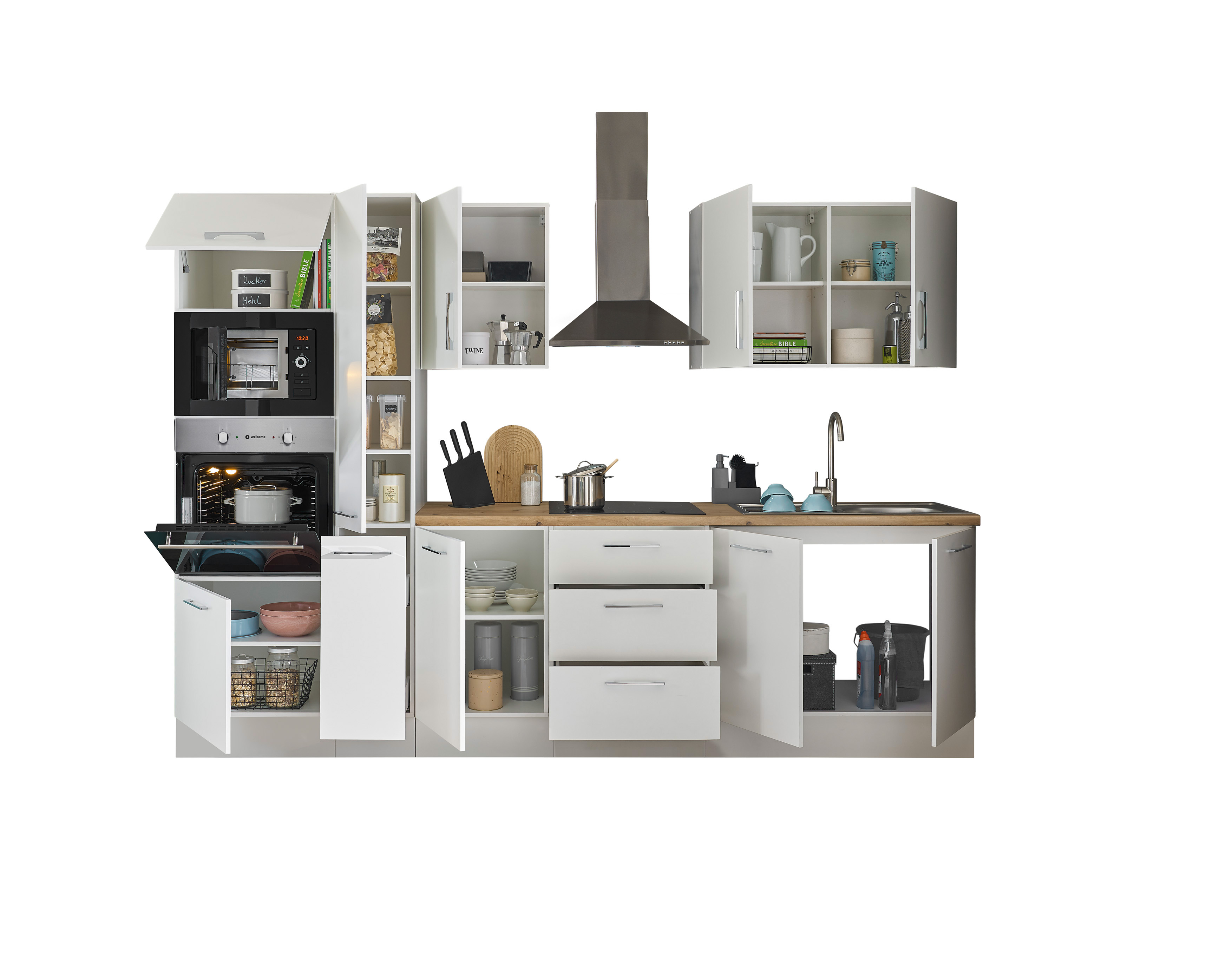 Küchenblock mit E-Geräten CORNWALL (Zeile-Backofen-Mikrowelle-Apotheker) I