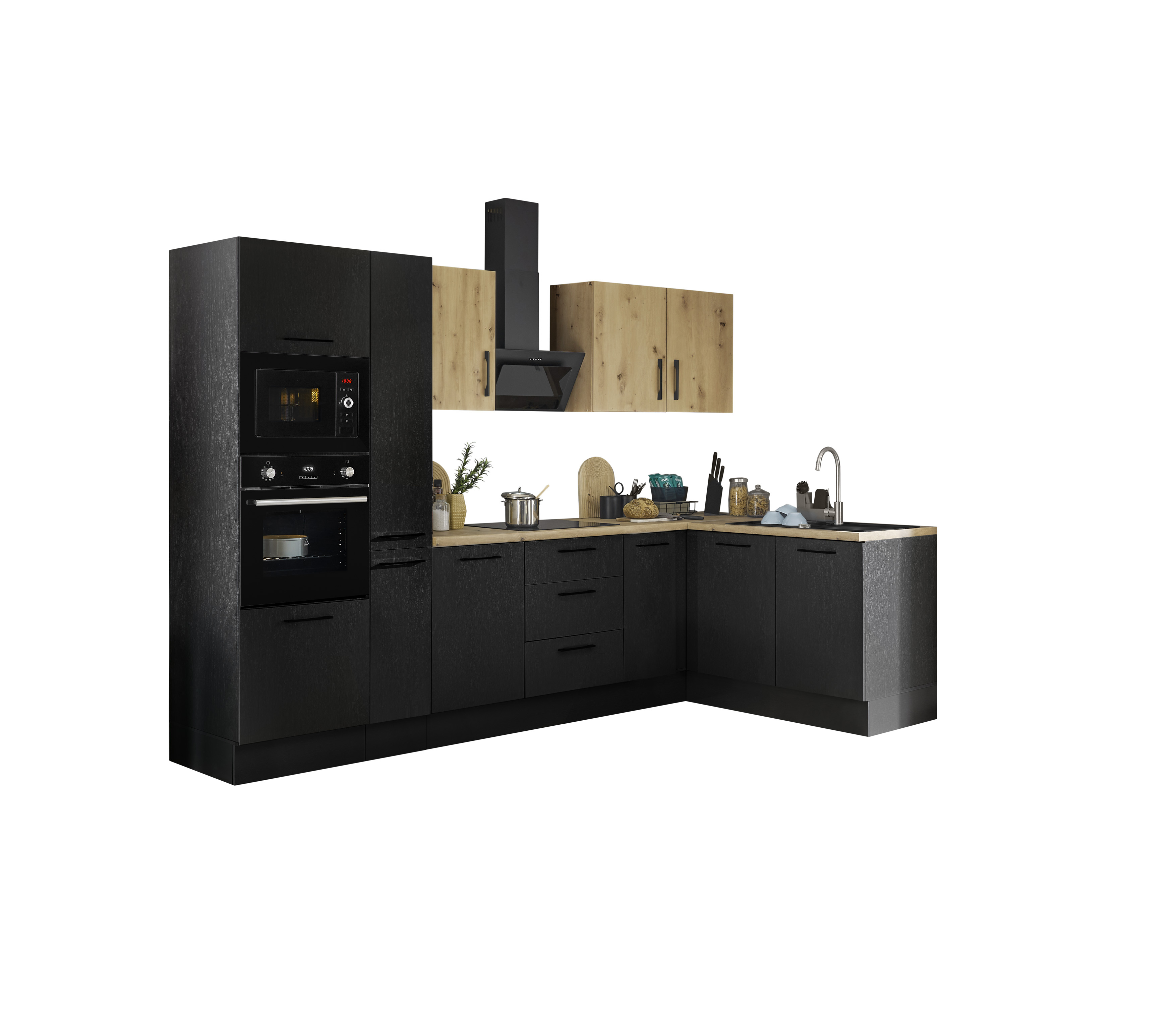 Küchenblock mit E-Geräten CORNWALL (Ecke-Backofen-Mikrowelle-Apotheker) IV Küchenblock mit E-Geräten CORNWALL (Ecke-Backofen-Mikrowelle-Apotheker) IV