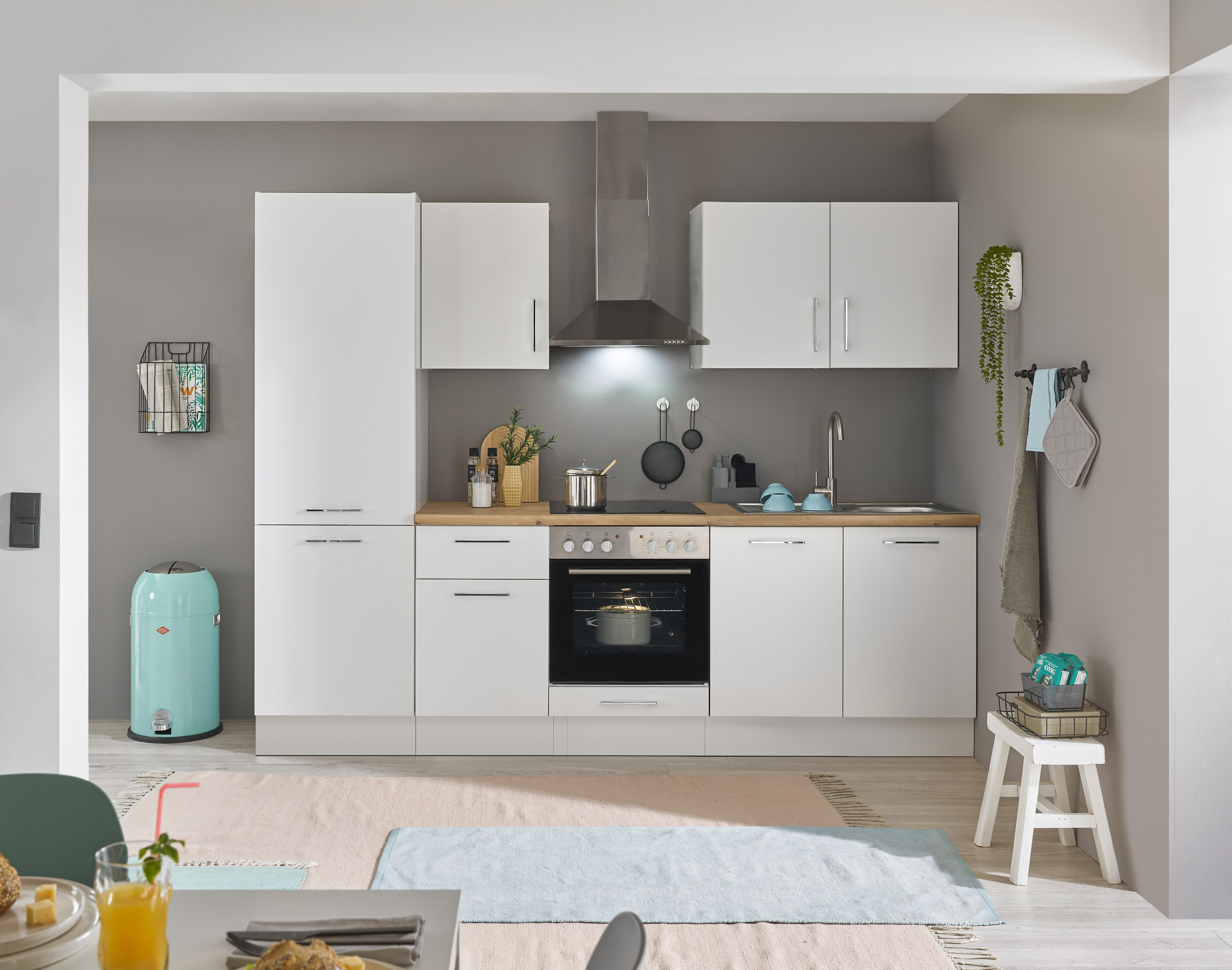 Küchenblock mit E-Geräten CORNWALL (Zeile-Kühlschrank) I