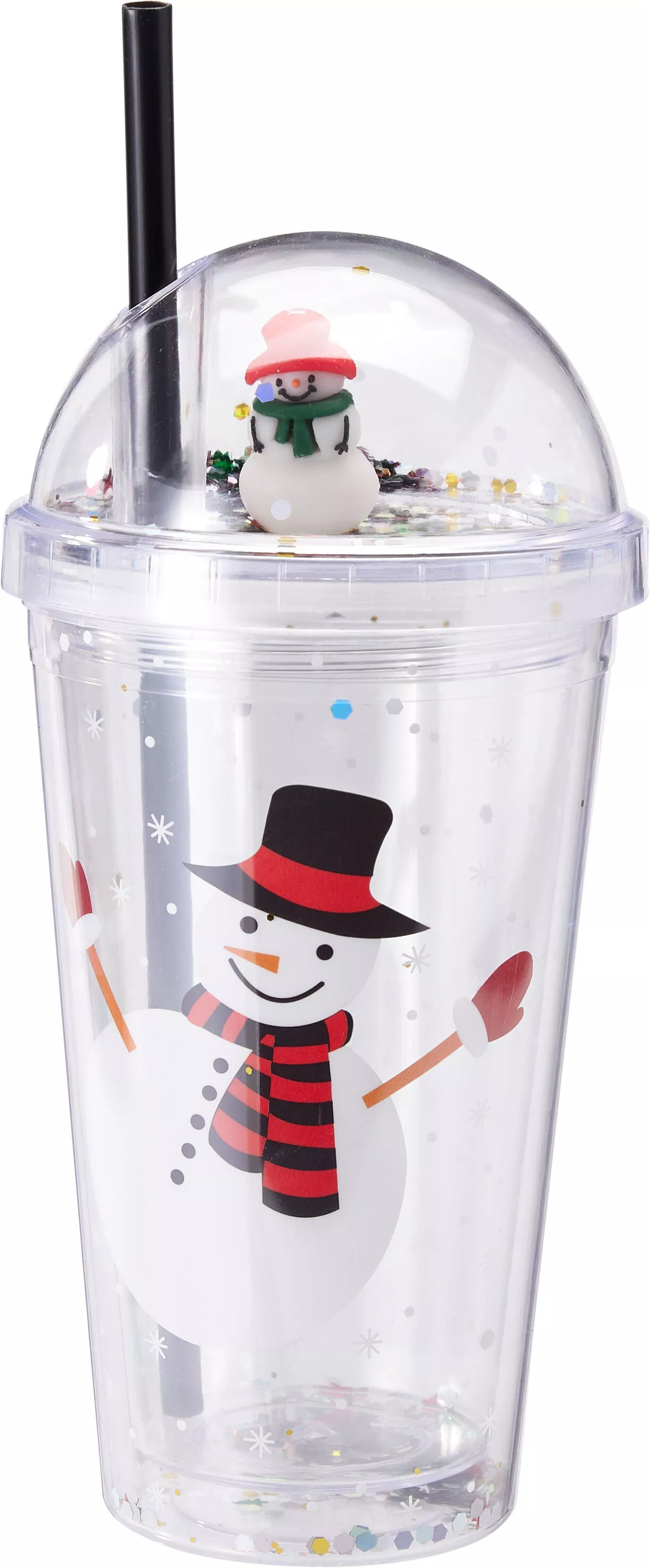 Trinkbecher mit 3D Figur und Schnee im Deckel CHRISTMAS