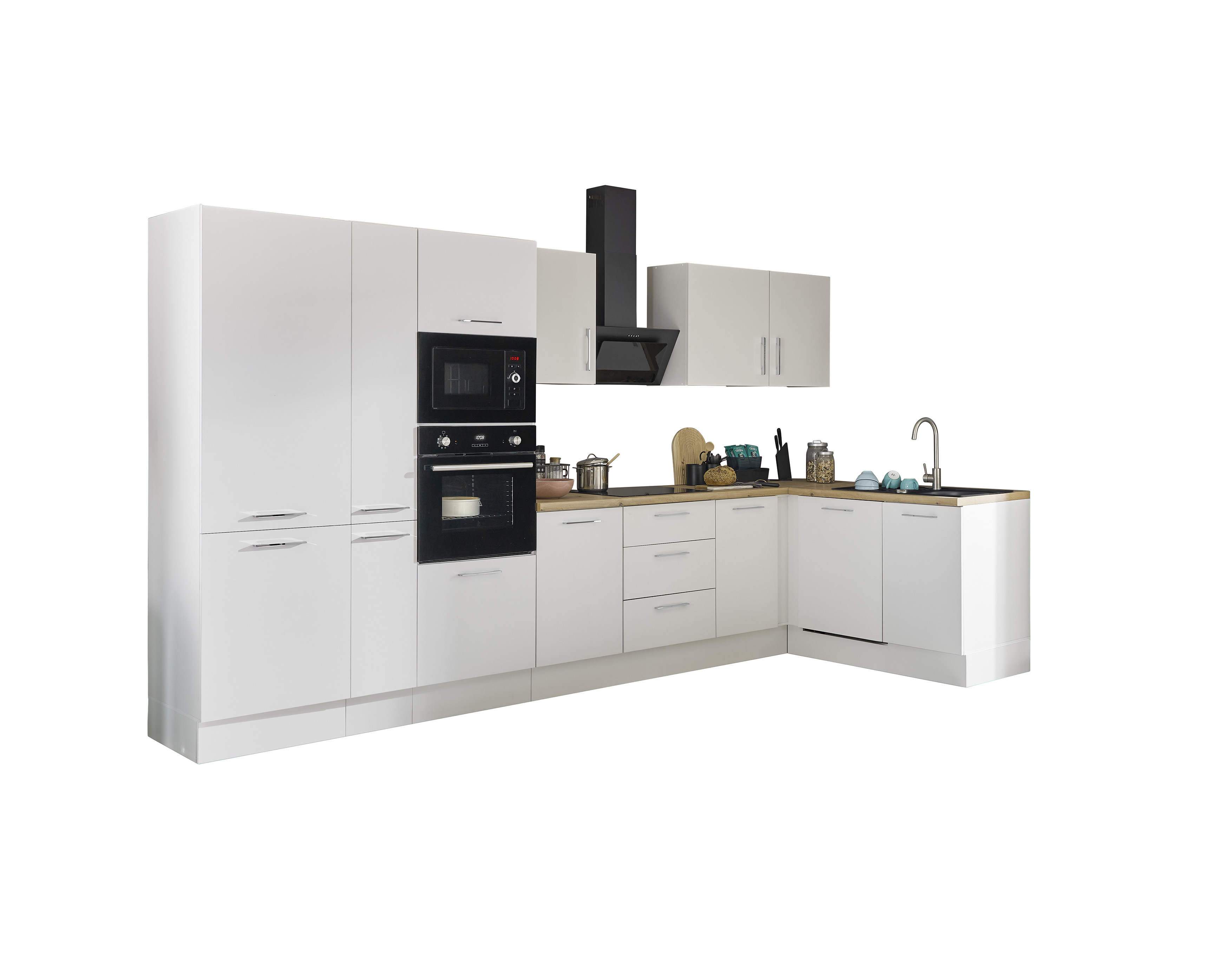 Küchenblock mit E-Geräten CORNWALL (Ecke-Backofen-Geschirrspüler-Kühlschrank-Mikrowelle-Apotheker) II Küchenblock mit E-Geräten CORNWALL (Ecke-Backofen-Geschirrspüler-Kühlschrank-Mikrowelle-Apotheker) II