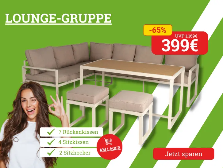 MEGA Preis! Lounge-Gruppe in der Farbe beige. Hier entdecken>