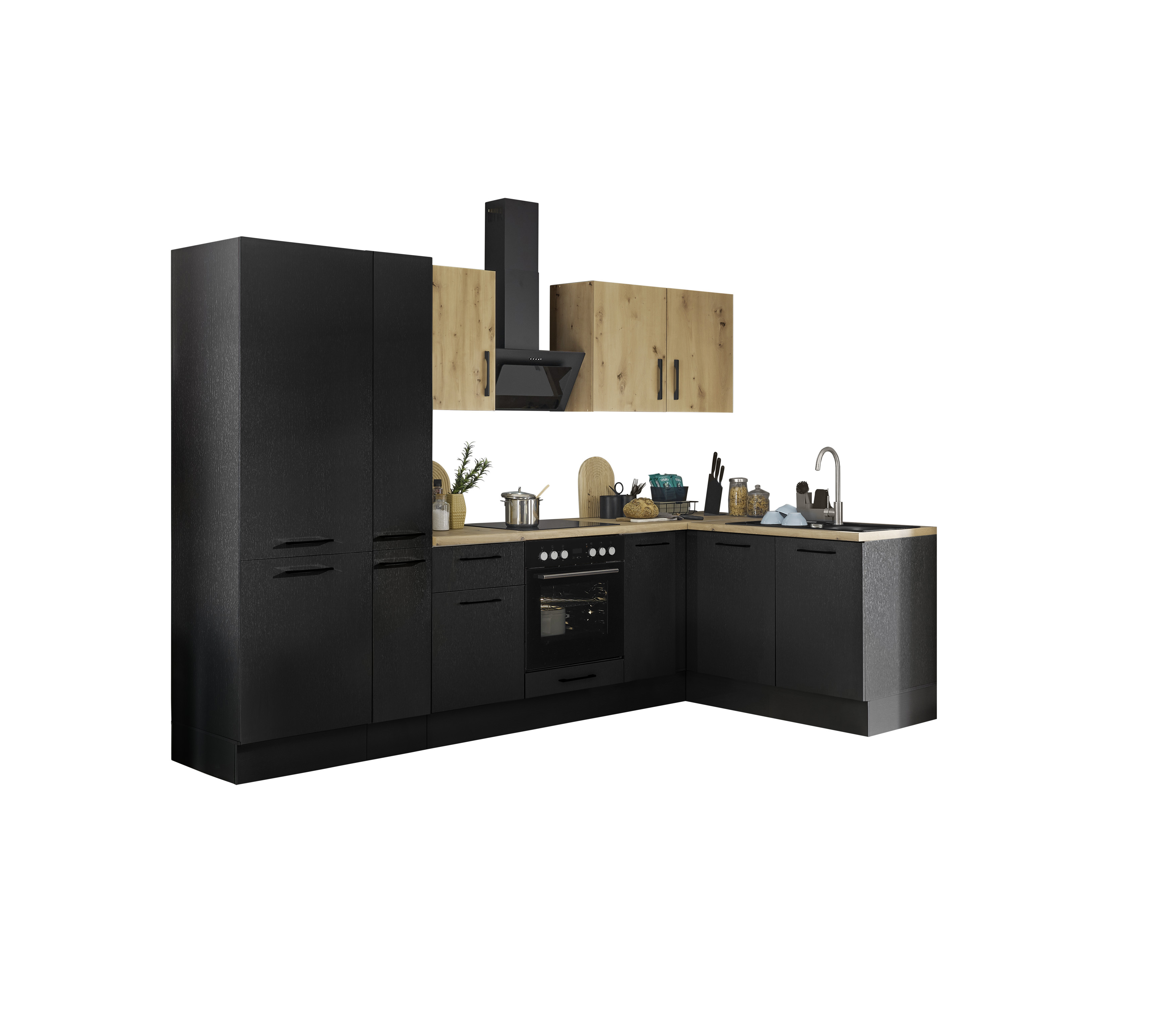 Küchenblock mit E-Geräten CORNWALL (Ecke-Kühlschrank-Apotheker) IV Küchenblock mit E-Geräten CORNWALL (Ecke-Kühlschrank-Apotheker) IV