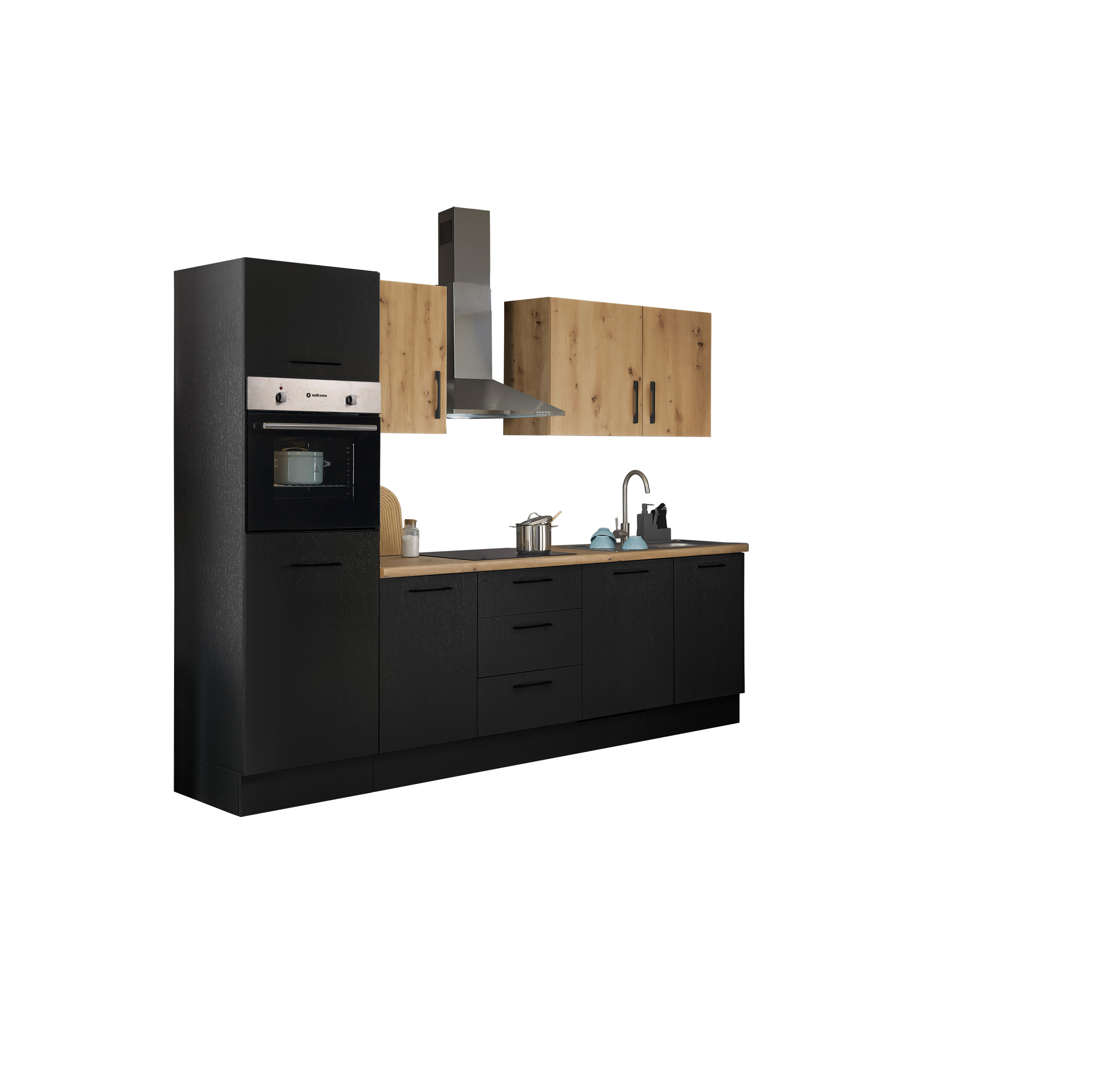 Küchenblock mit E-Geräten CORNWALL (Zeile-Backofen-Kühlschrank) IX
