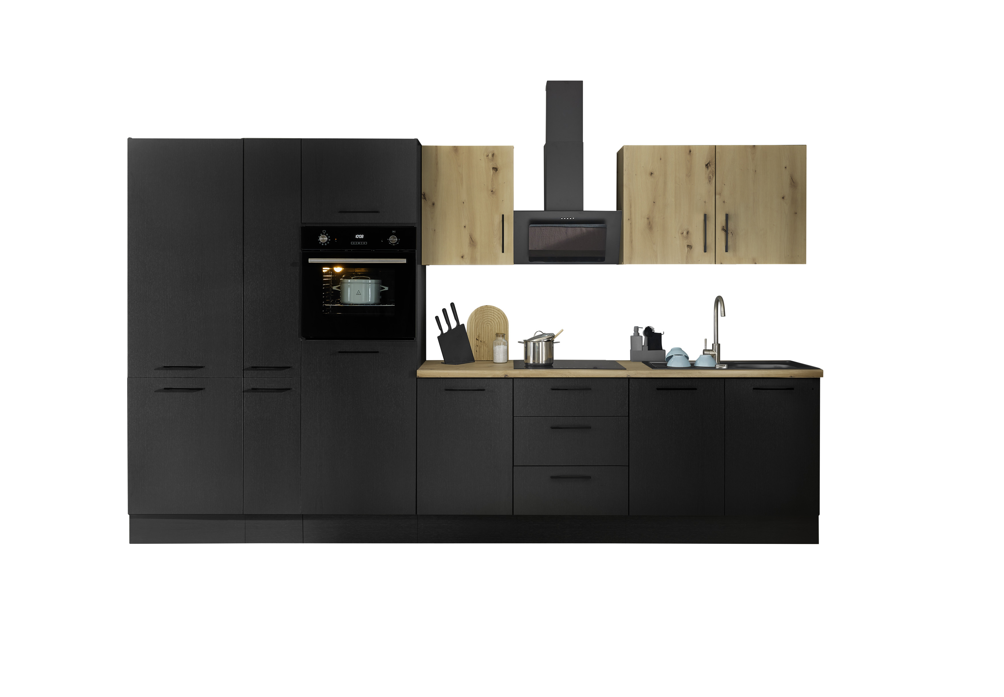 Küchenblock mit E-Geräten CORNWALL (Zeile-Backofen-Kühlschrank-Apotheker) VIII Küchenblock mit E-Geräten CORNWALL (Zeile-Backofen-Kühlschrank-Apotheker) VIII