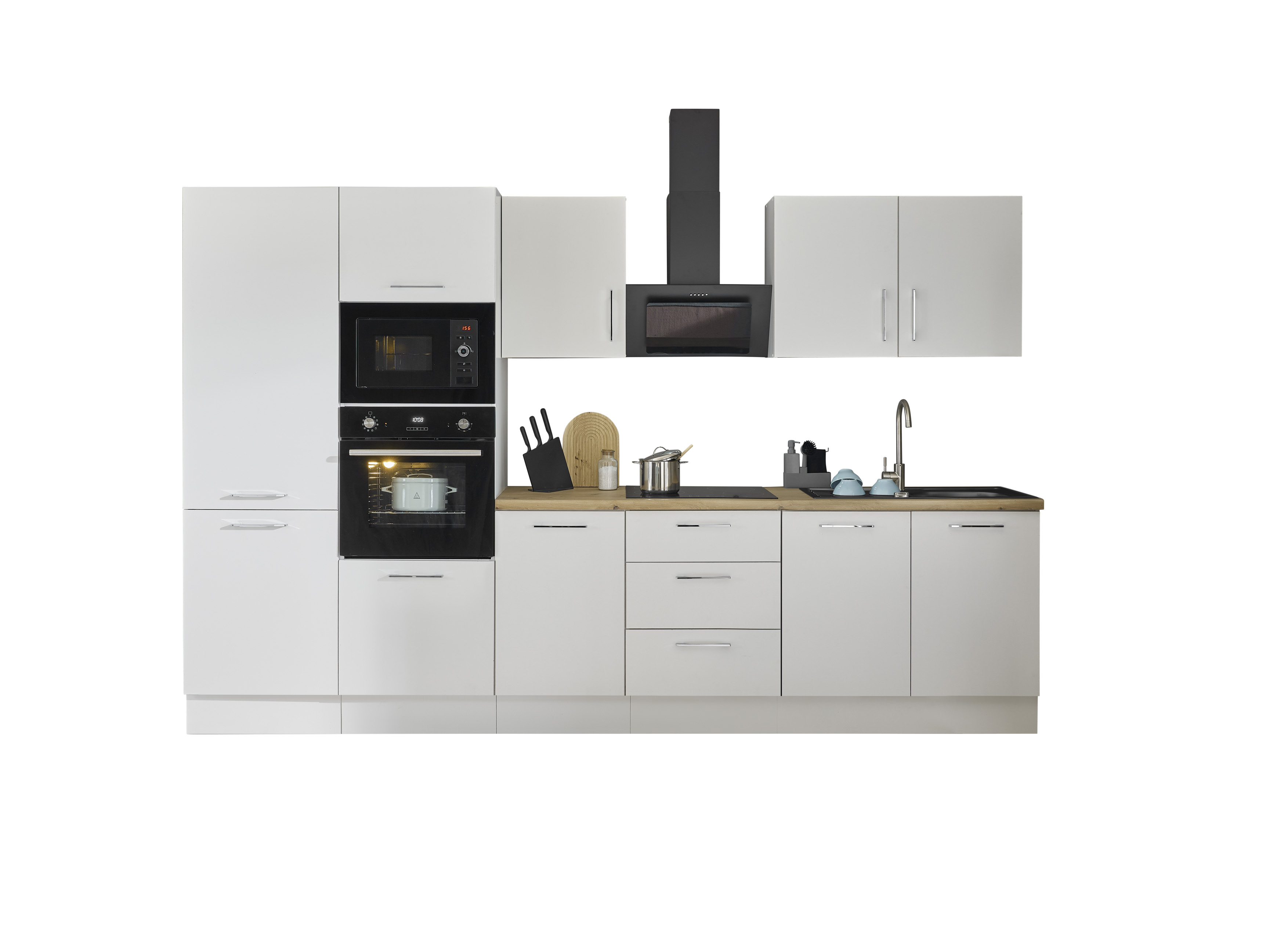 Küchenblock mit E-Geräten CORNWALL (Zeile-Backofen-Kühlschrank-Mikrowelle) II Küchenblock mit E-Geräten CORNWALL (Zeile-Backofen-Kühlschrank-Mikrowelle) II