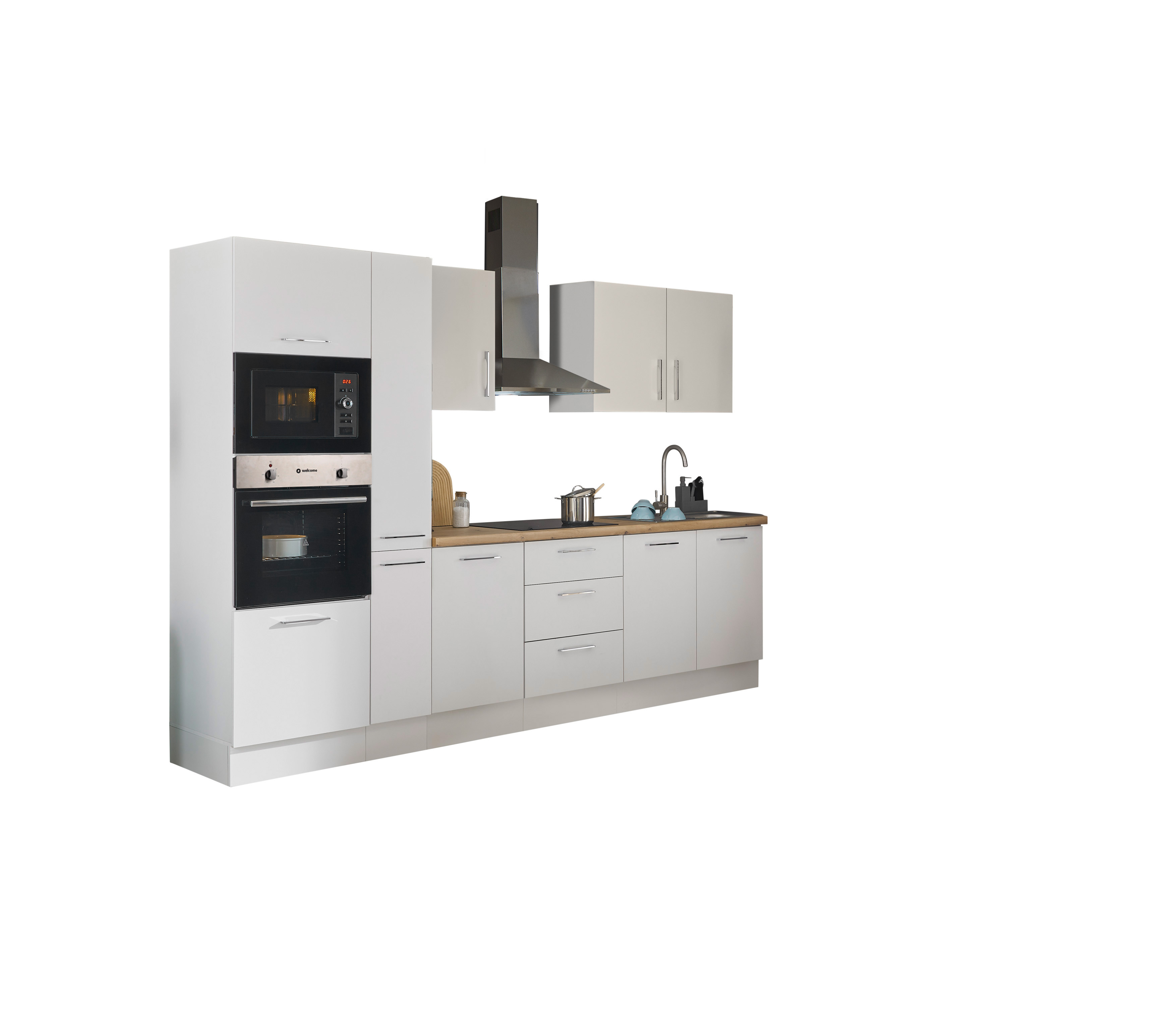 Küchenblock mit E-Geräten CORNWALL (Zeile-Backofen-Mikrowelle-Apotheker) I