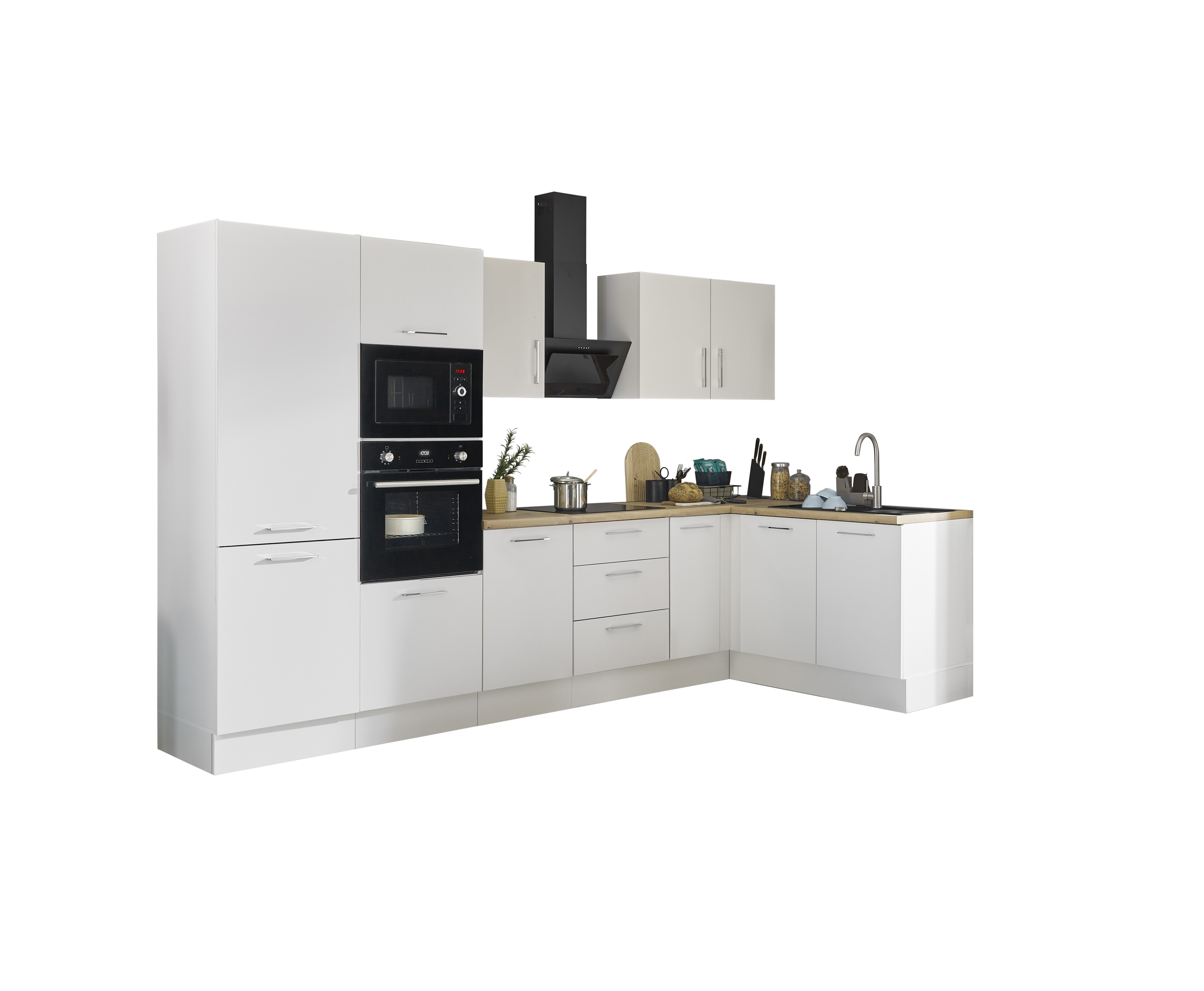 Küchenblock mit E-Geräten CORNWALL (Ecke-Backofen-Kühlschrank-Mikrowelle) II Küchenblock mit E-Geräten CORNWALL (Ecke-Backofen-Kühlschrank-Mikrowelle) II