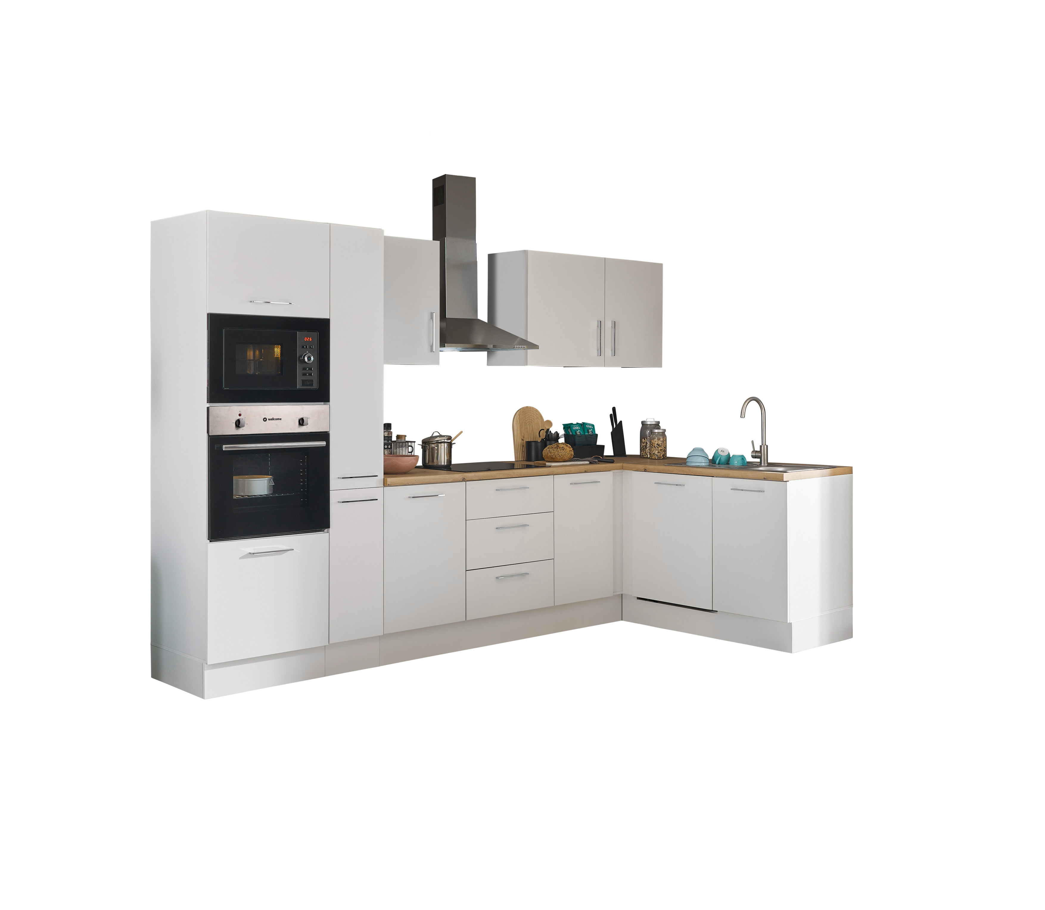 Küchenblock mit E-Geräten CORNWALL (Ecke-Backofen-Geschirrspüler-Mikrowelle) III Küchenblock mit E-Geräten CORNWALL (Ecke-Backofen-Geschirrspüler-Mikrowelle) III