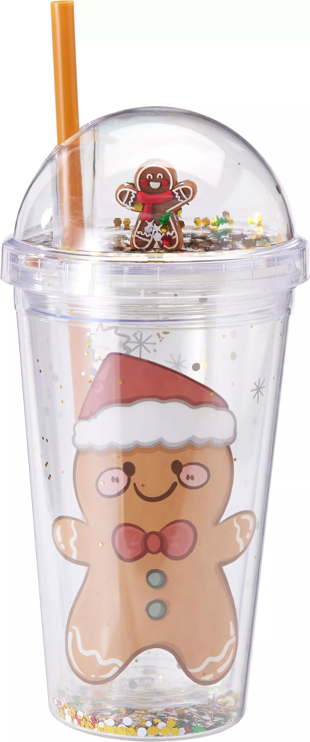 Trinkbecher mit 3D Figur und Schnee im Deckel CHRISTMAS