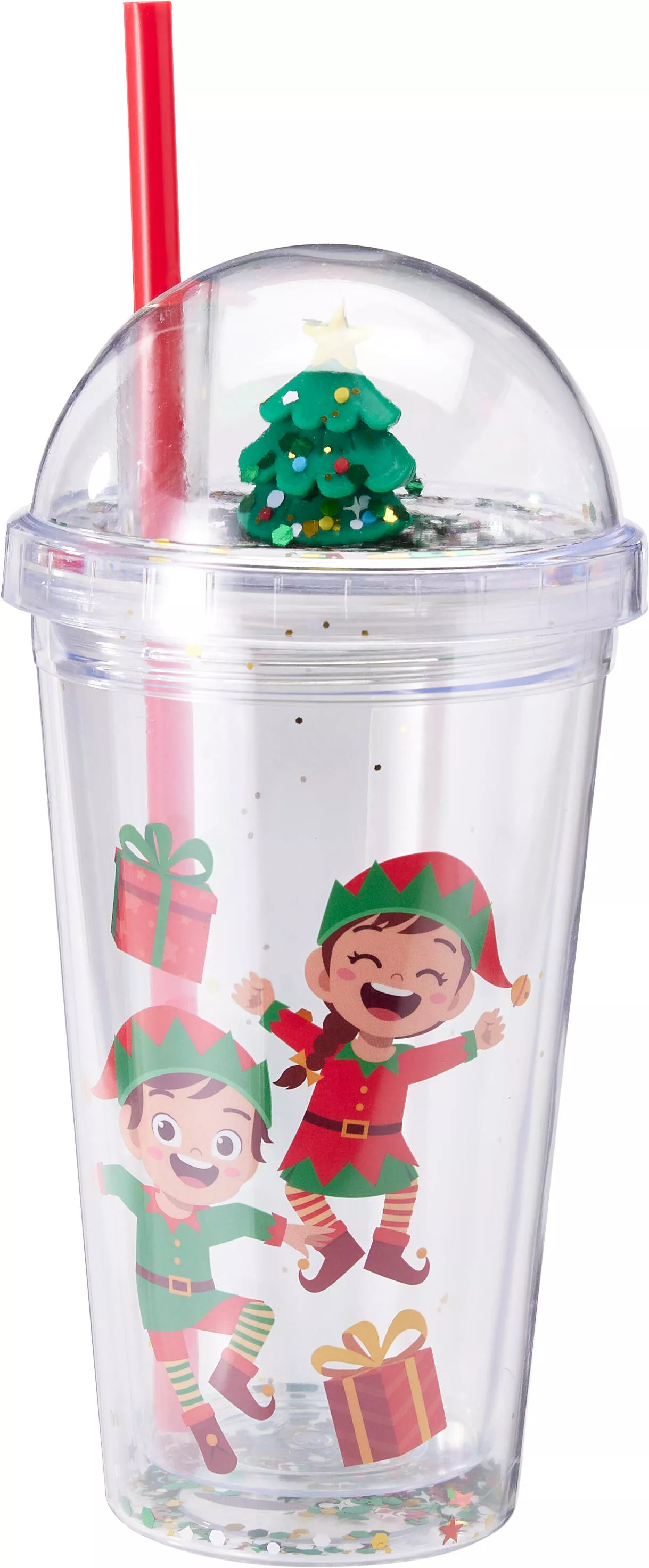 Trinkbecher mit 3D Figur und Schnee im Deckel CHRISTMAS