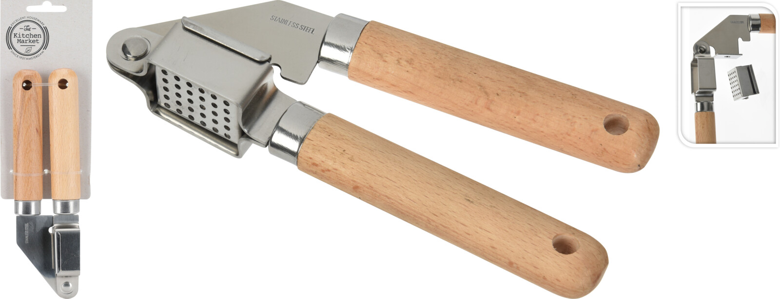 Knoblauchpresse mit Holzgriff KITCHEN MARKET Knoblauchpresse mit Holzgriff KITCHEN MARKET