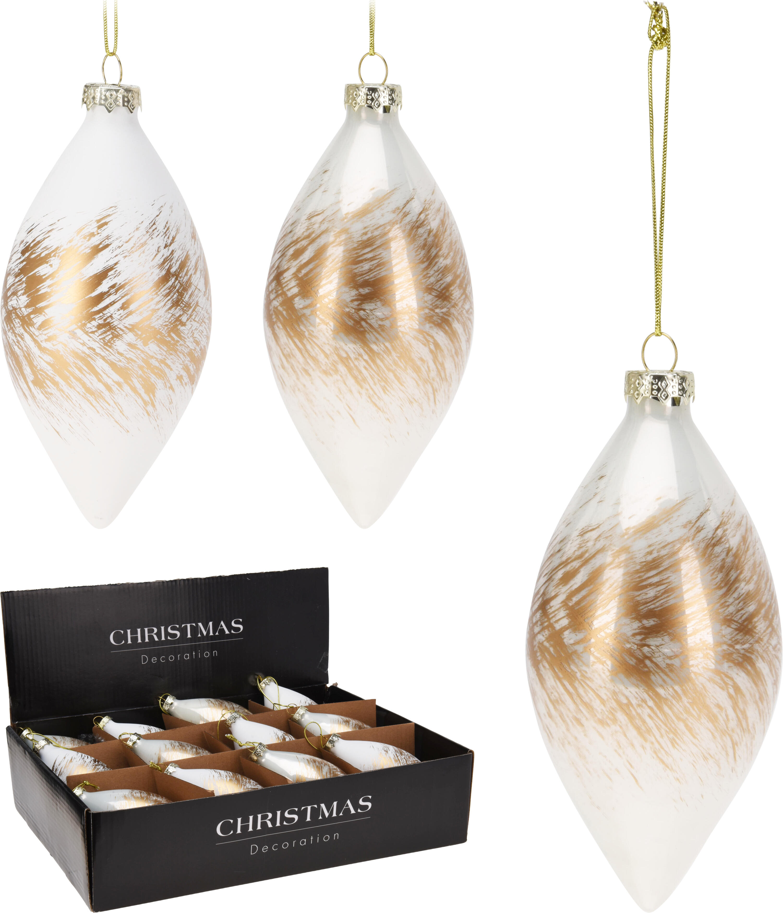 Weihnachtskugel Tropfen weiß/gold CHRISTMAS Weihnachtskugel Tropfen weiß/gold CHRISTMAS