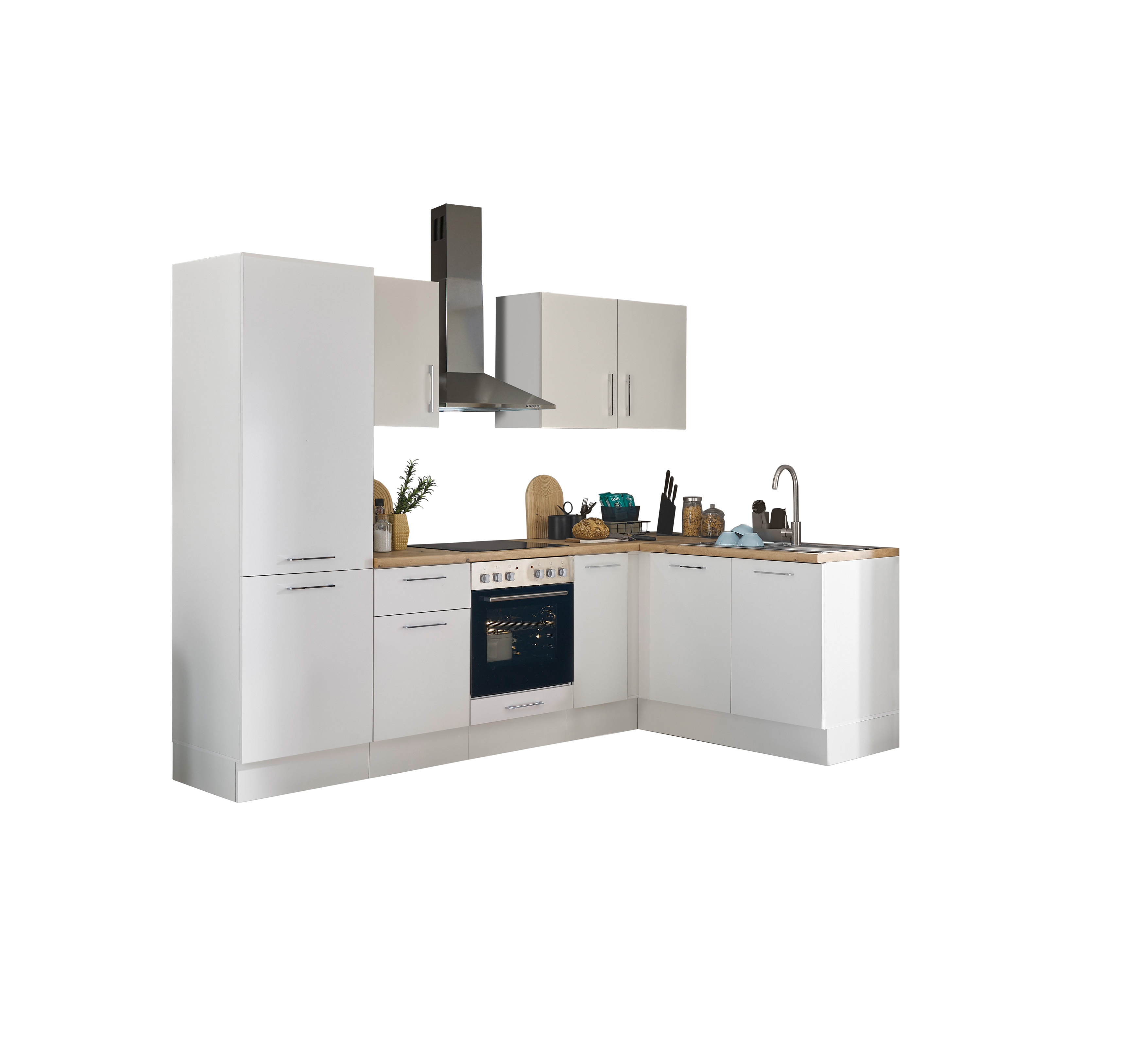 Küchenblock mit E-Geräten CORNWALL (Ecke-Kühlschrank) I Küchenblock mit E-Geräten CORNWALL (Ecke-Kühlschrank) I