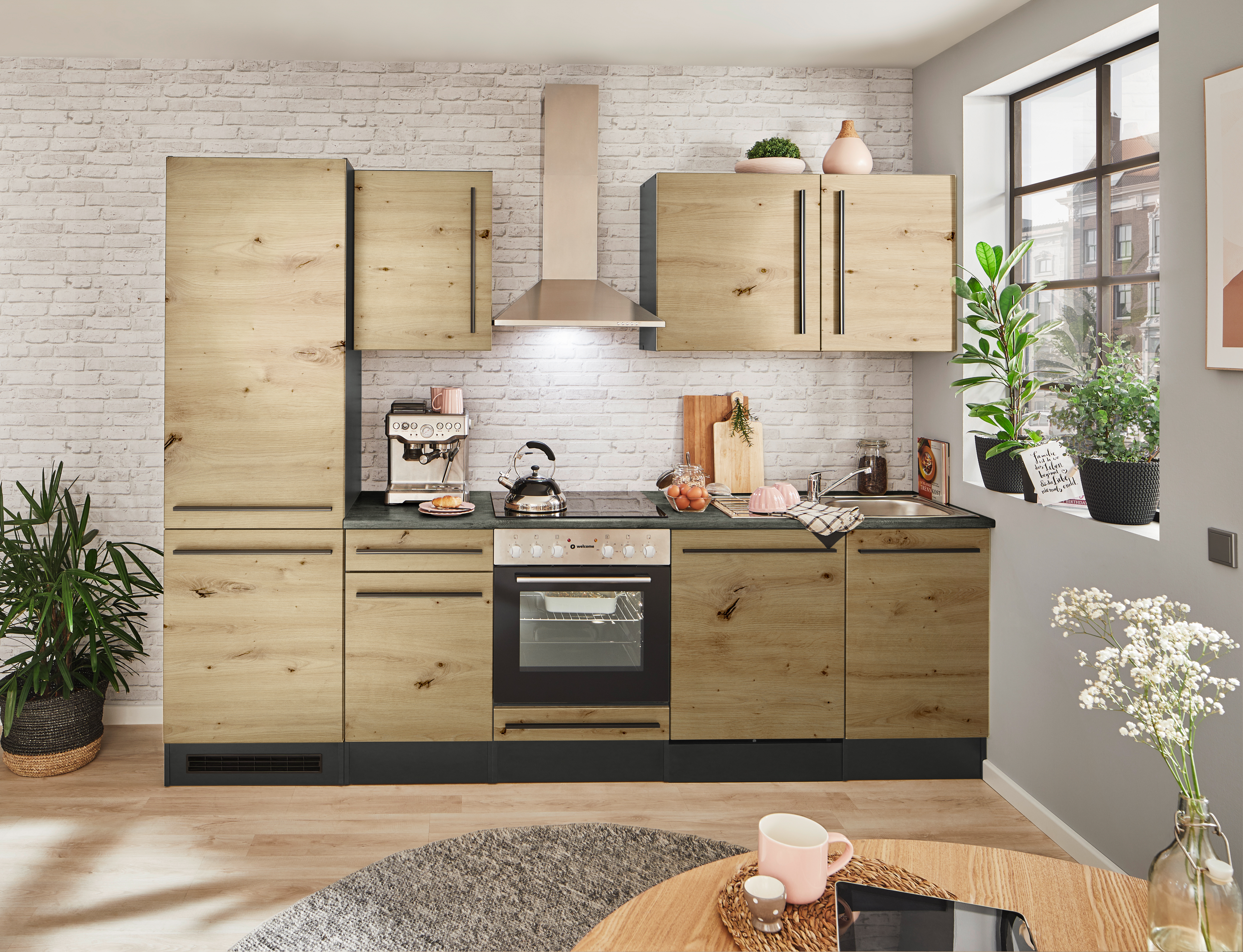 Küchenblock mit E-Geräten JAZZ 8 (Zeile-Kühlschrank) III Küchenblock mit E-Geräten JAZZ 8 (Zeile-Kühlschrank) III