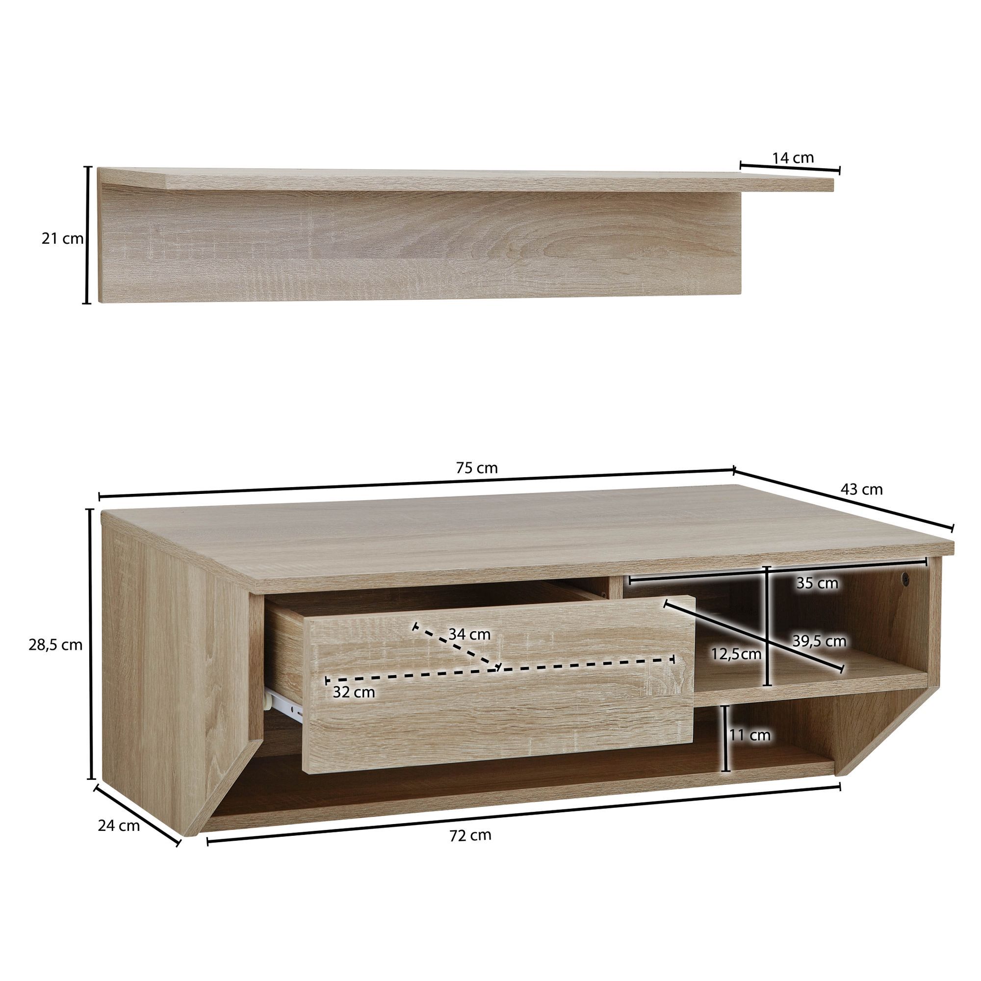 Hängeschrank mit Wandregal WL6.392