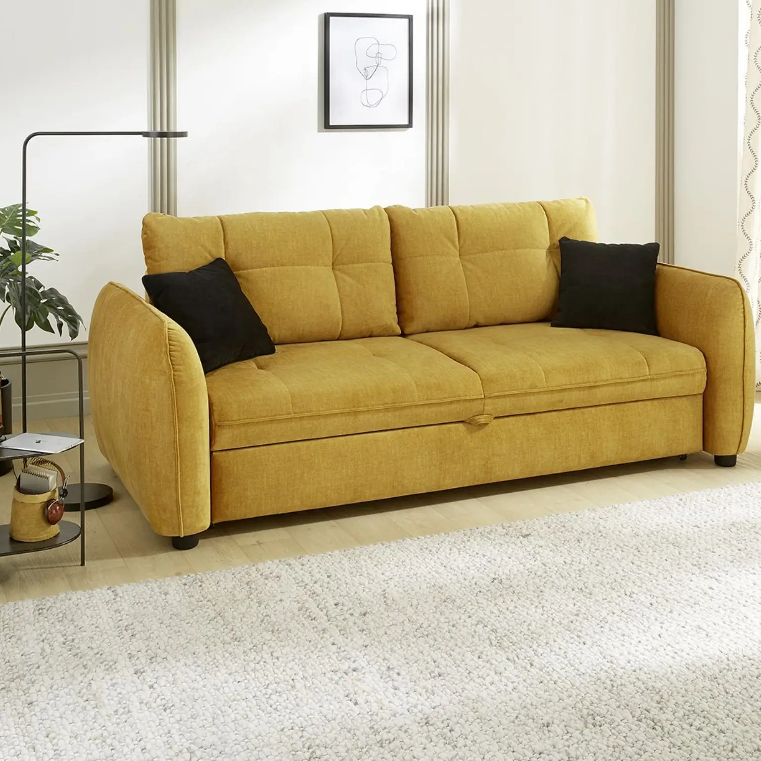 Schlafsofa SASCHA Schlafsofa SASCHA in gelb mit Gästebettfunktion und hochwertiger Schaumpolsterung mit Wellenfedern. B/H/T ca. 227/93/110 cm
