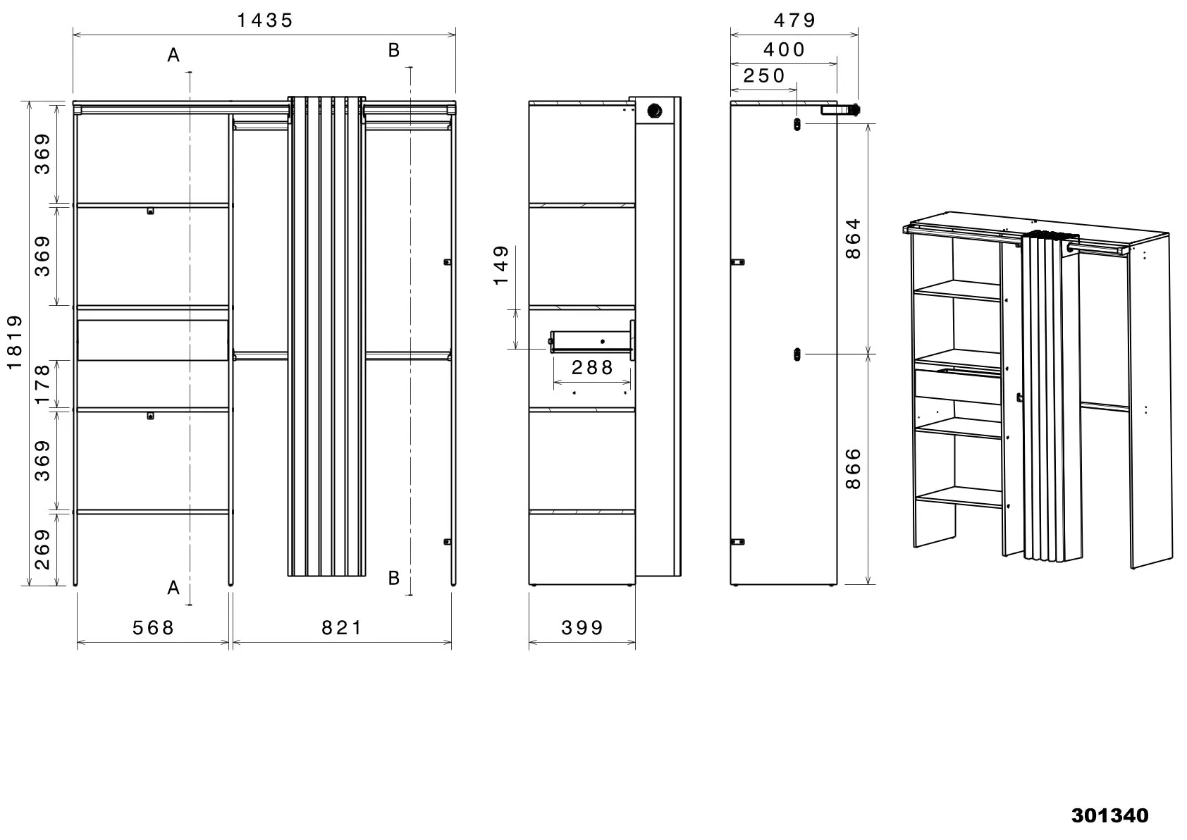 Kleiderschrank BARI 1