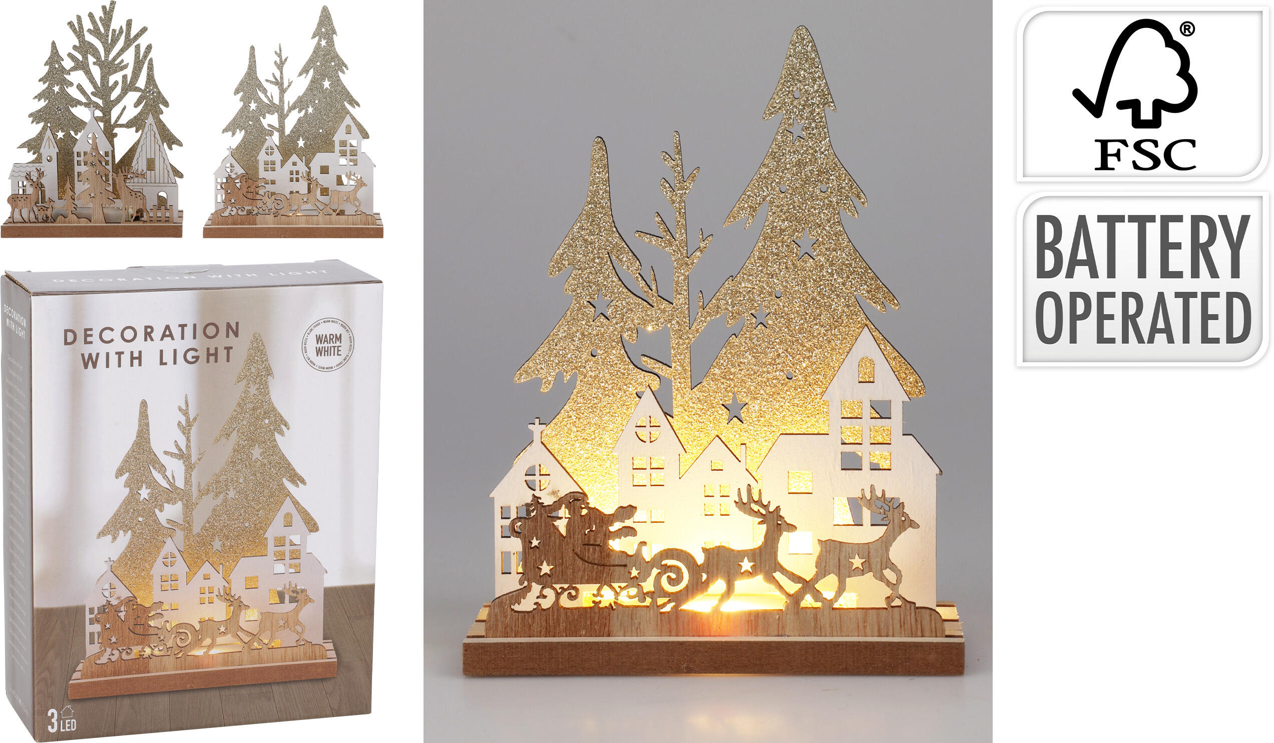Aufsteller Winterlandschaft mit LED CHRISTMAS