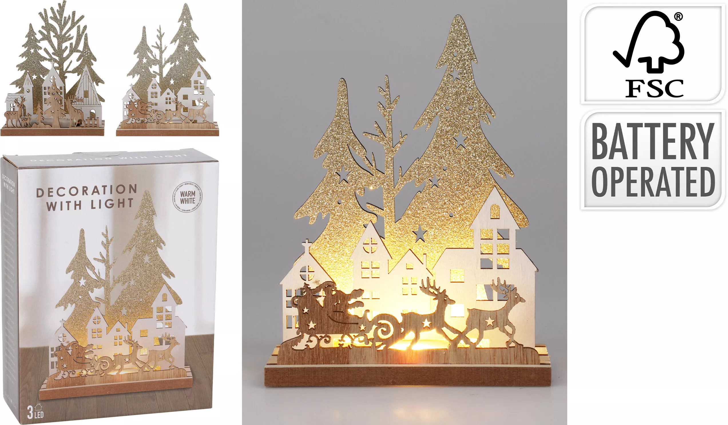 Aufsteller Winterlandschaft mit LED CHRISTMAS