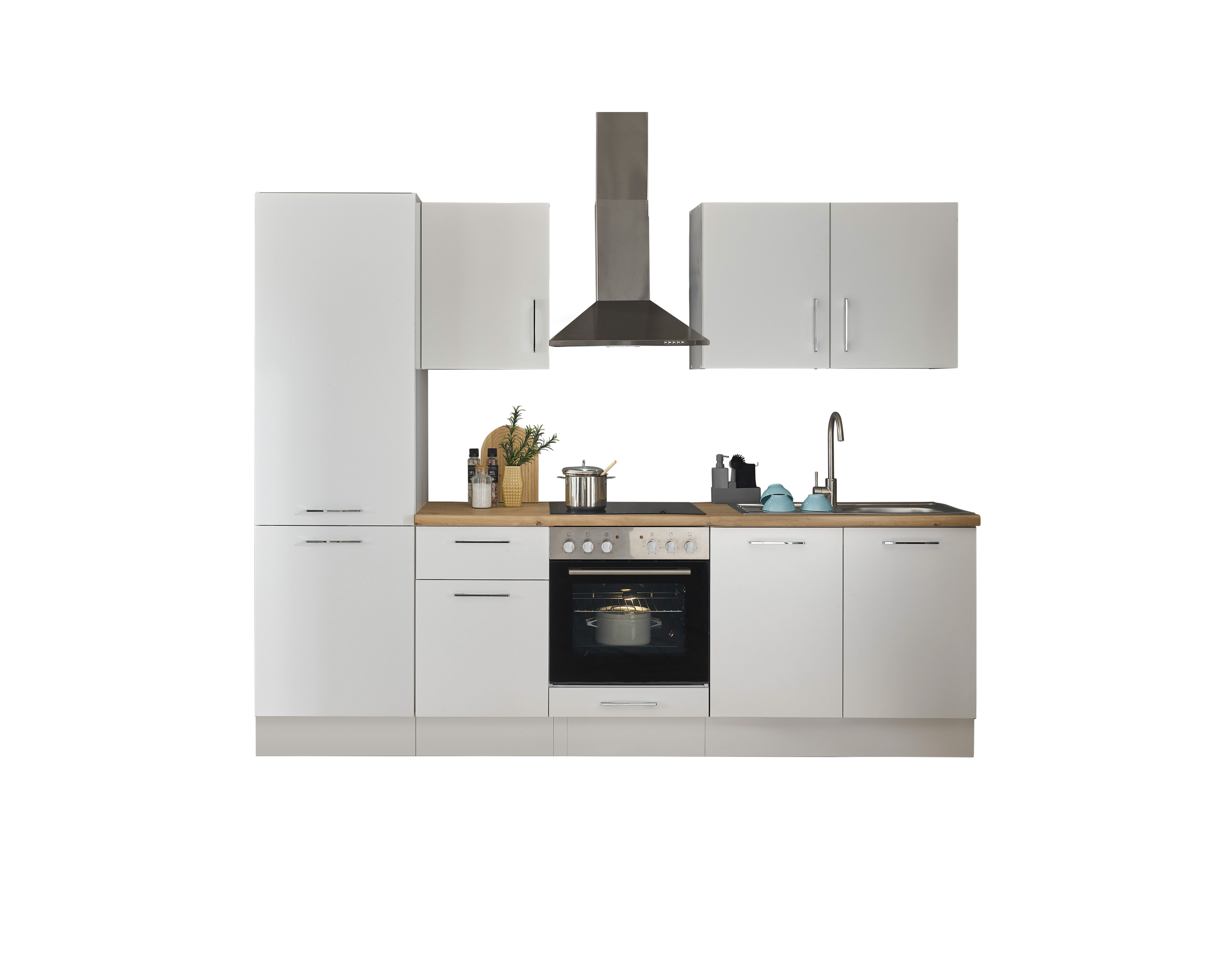 Küchenblock mit E-Geräten CORNWALL (Zeile-Kühlschrank) I Küchenblock mit E-Geräten CORNWALL (Zeile-Kühlschrank) I