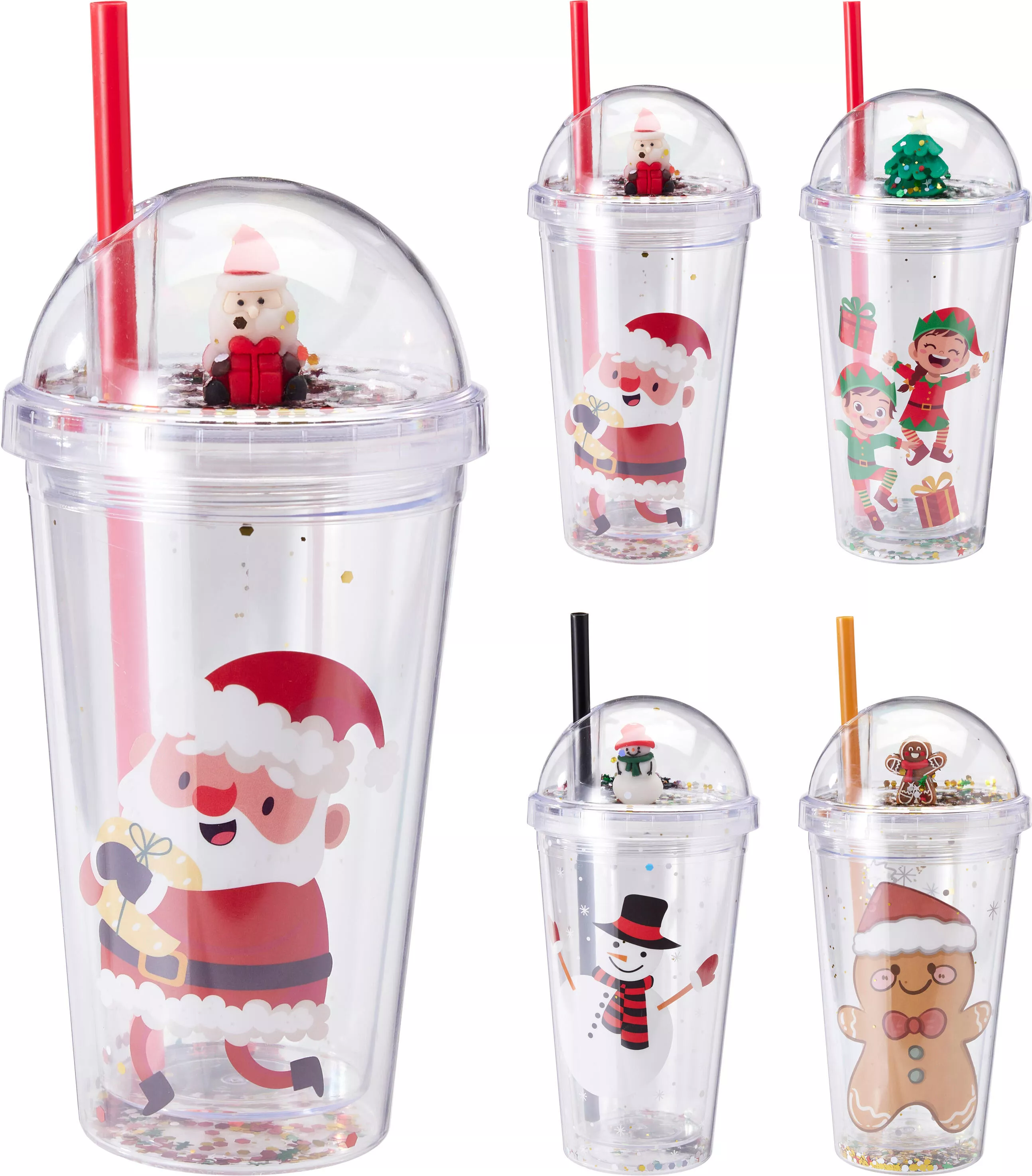 Trinkbecher mit 3D Figur und Schnee im Deckel CHRISTMAS