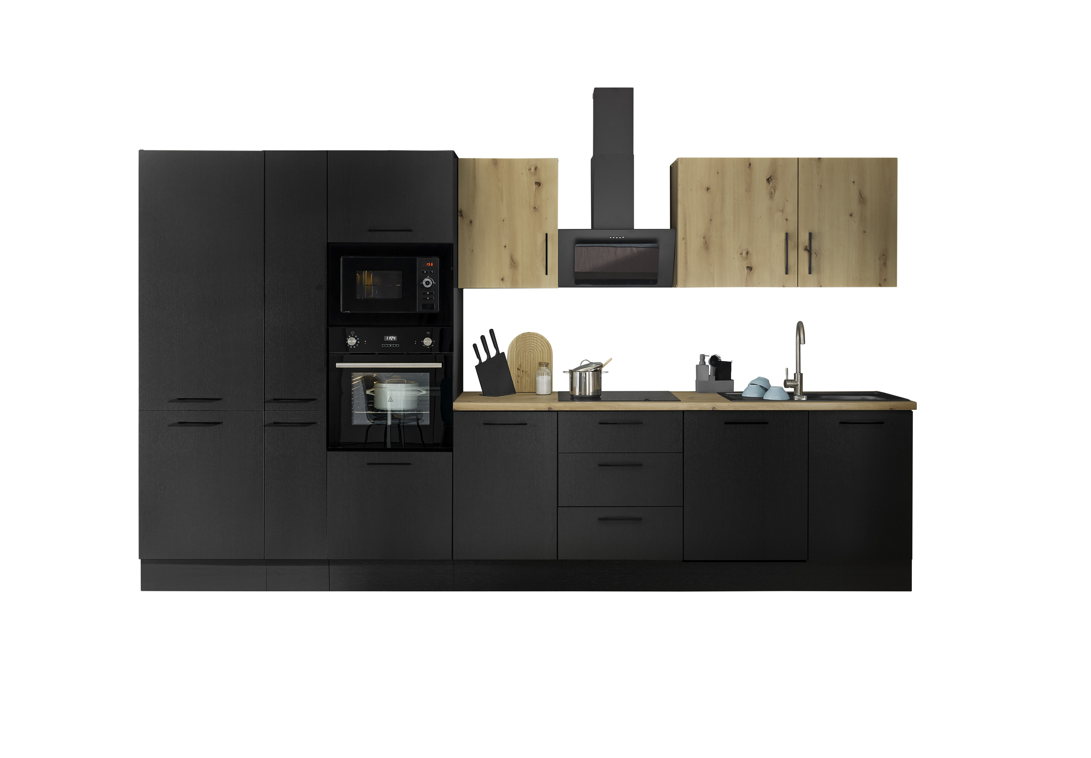 Küchenblock mit E-Geräten CORNWALL (Zeile-Backofen-Geschirrspüler-Kühlschrank-Mikrowelle-Apotheker) IV Küchenblock mit E-Geräten CORNWALL (Zeile-Backofen-Geschirrspüler-Kühlschrank-Mikrowelle-Apotheker) IV