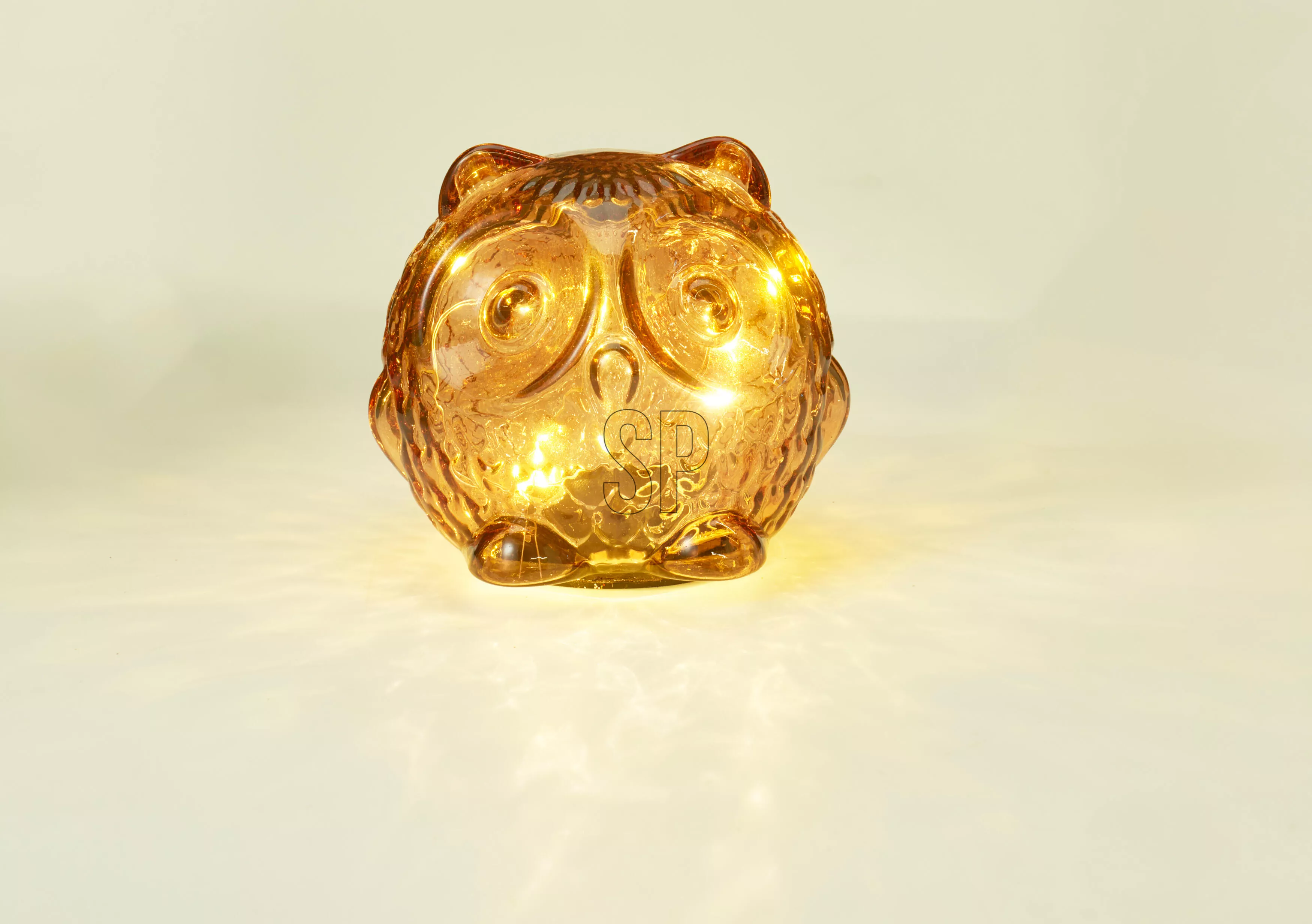 Eule Glas mit LED HERBST Eule Glas mit LED HERBST