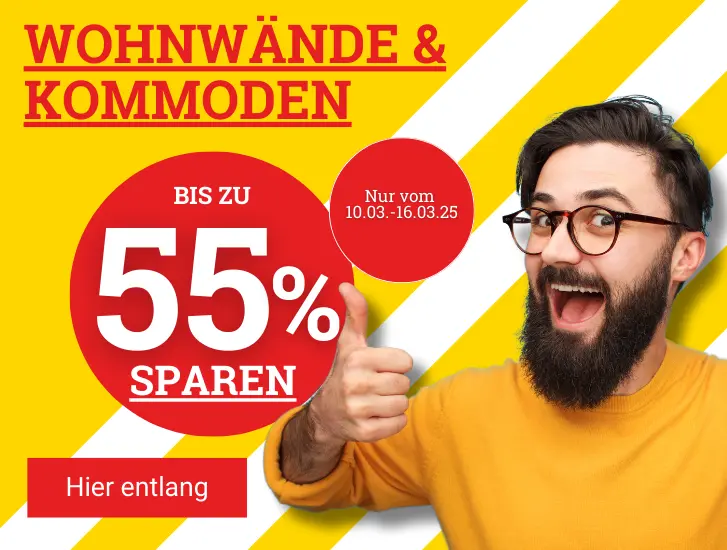 Jetzt bei Wohnwänden & Kommoden bis zu 55% sparen!