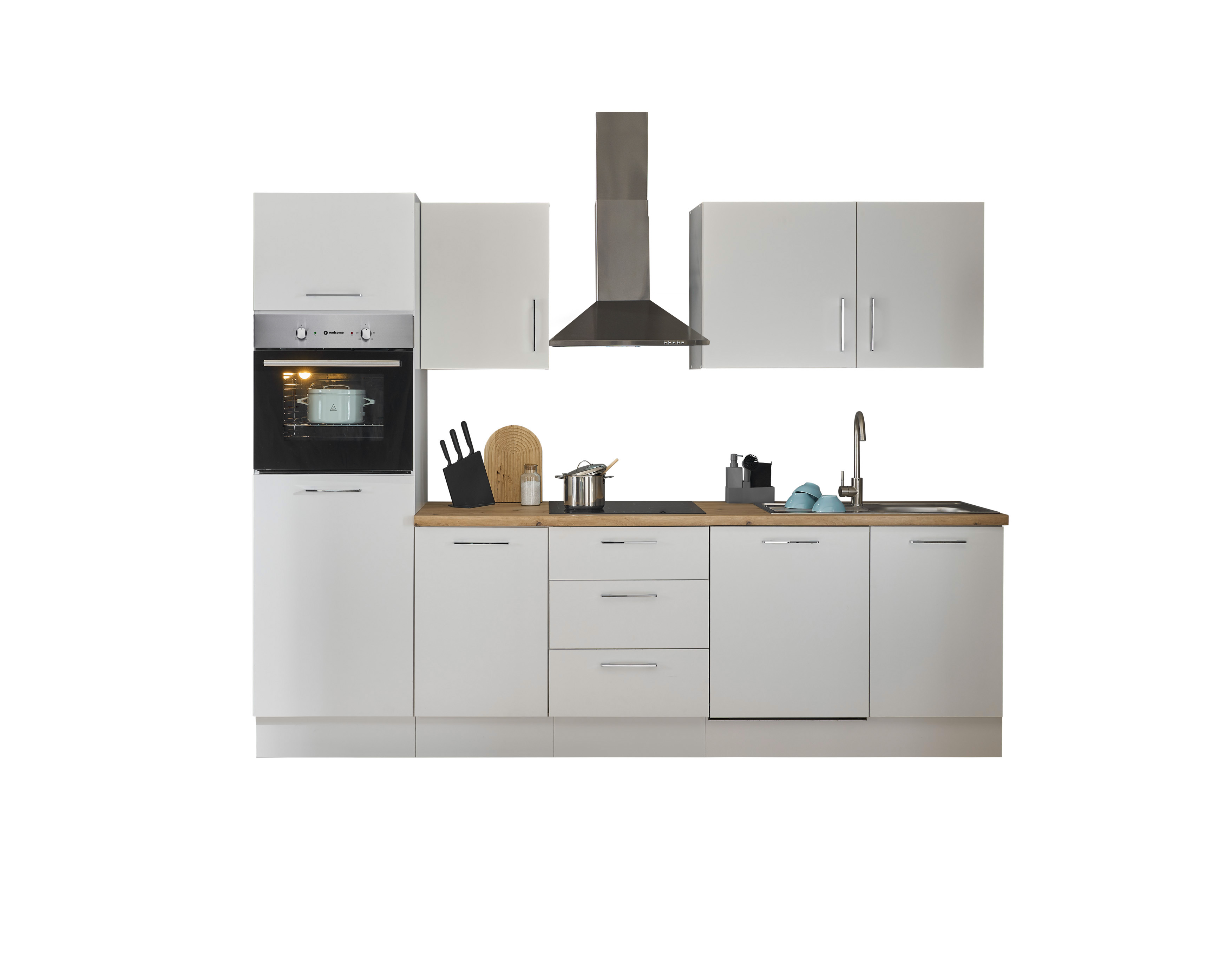 Küchenblock mit E-Geräten CORNWALL (Zeile-Backofen-Kühlschrank) III Küchenblock mit E-Geräten CORNWALL (Zeile-Backofen-Kühlschrank) III