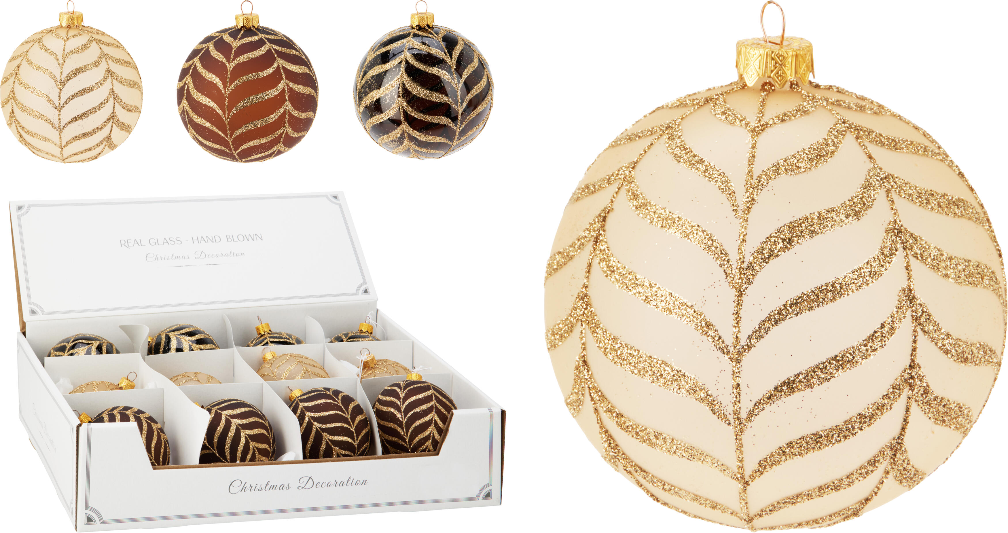 Glaskugel Goldglitzer CHRISTMAS Glaskugel Goldglitzer CHRISTMAS