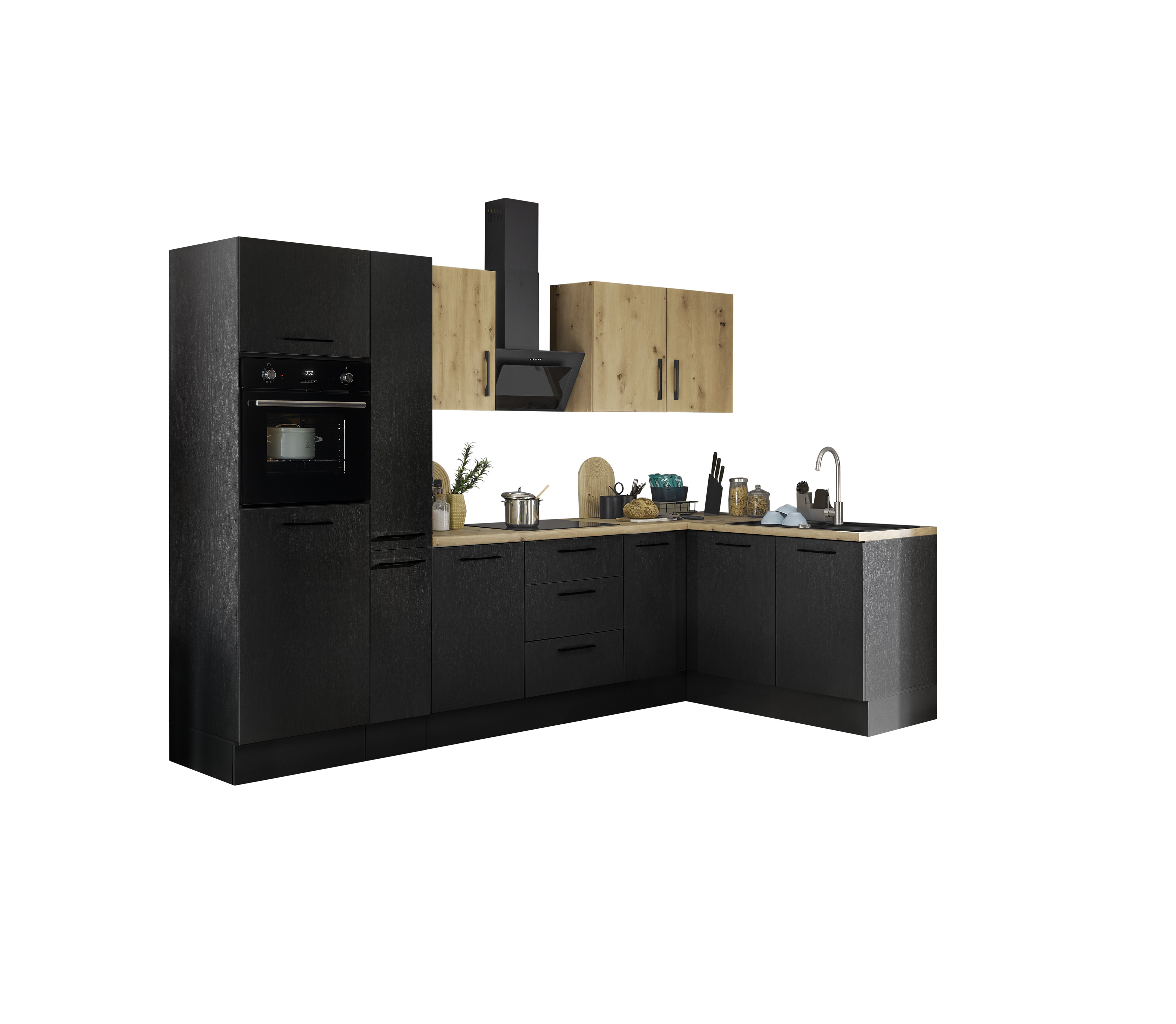 Küchenblock mit E-Geräten CORNWALL (Ecke-Backofen-Kühlschrank-Apotheker) VI Küchenblock mit E-Geräten CORNWALL (Ecke-Backofen-Kühlschrank-Apotheker) VI