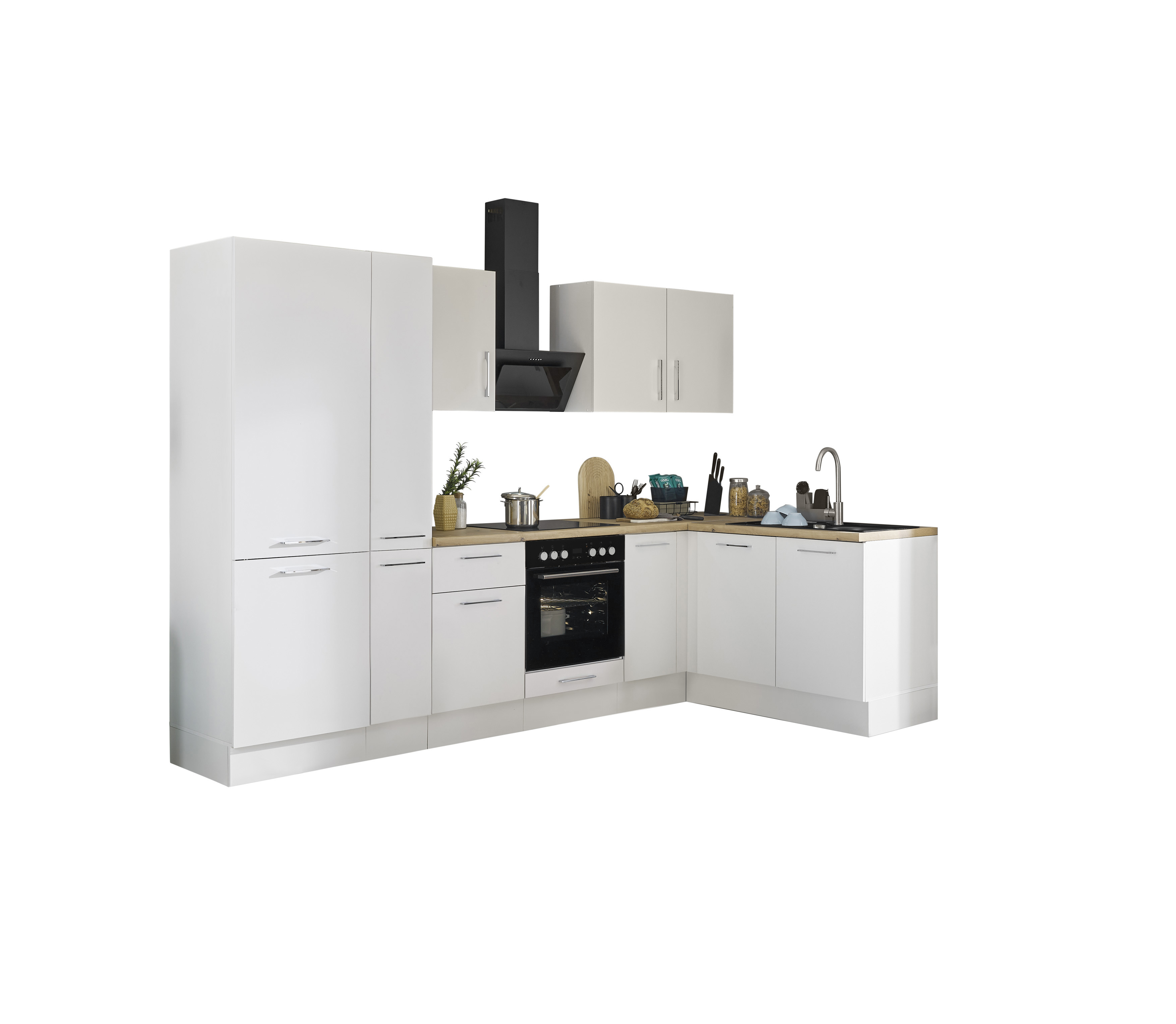 Küchenblock mit E-Geräten CORNWALL (Ecke-Kühlschrank-Apotheker) II Küchenblock mit E-Geräten CORNWALL (Ecke-Kühlschrank-Apotheker) II