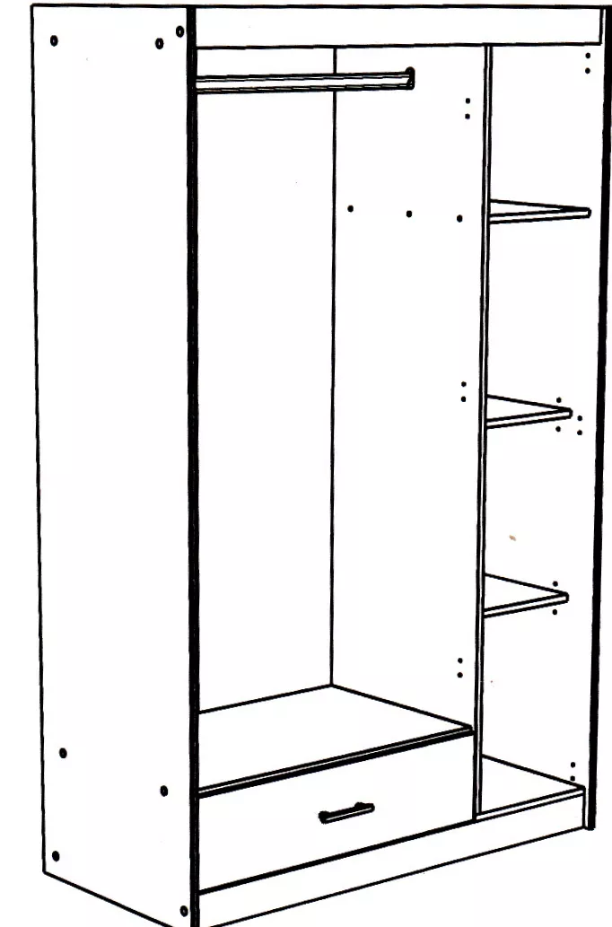 160-iger Stauraumbett mit Kleiderschrank, Schreibtisch und Kommode MOST 76