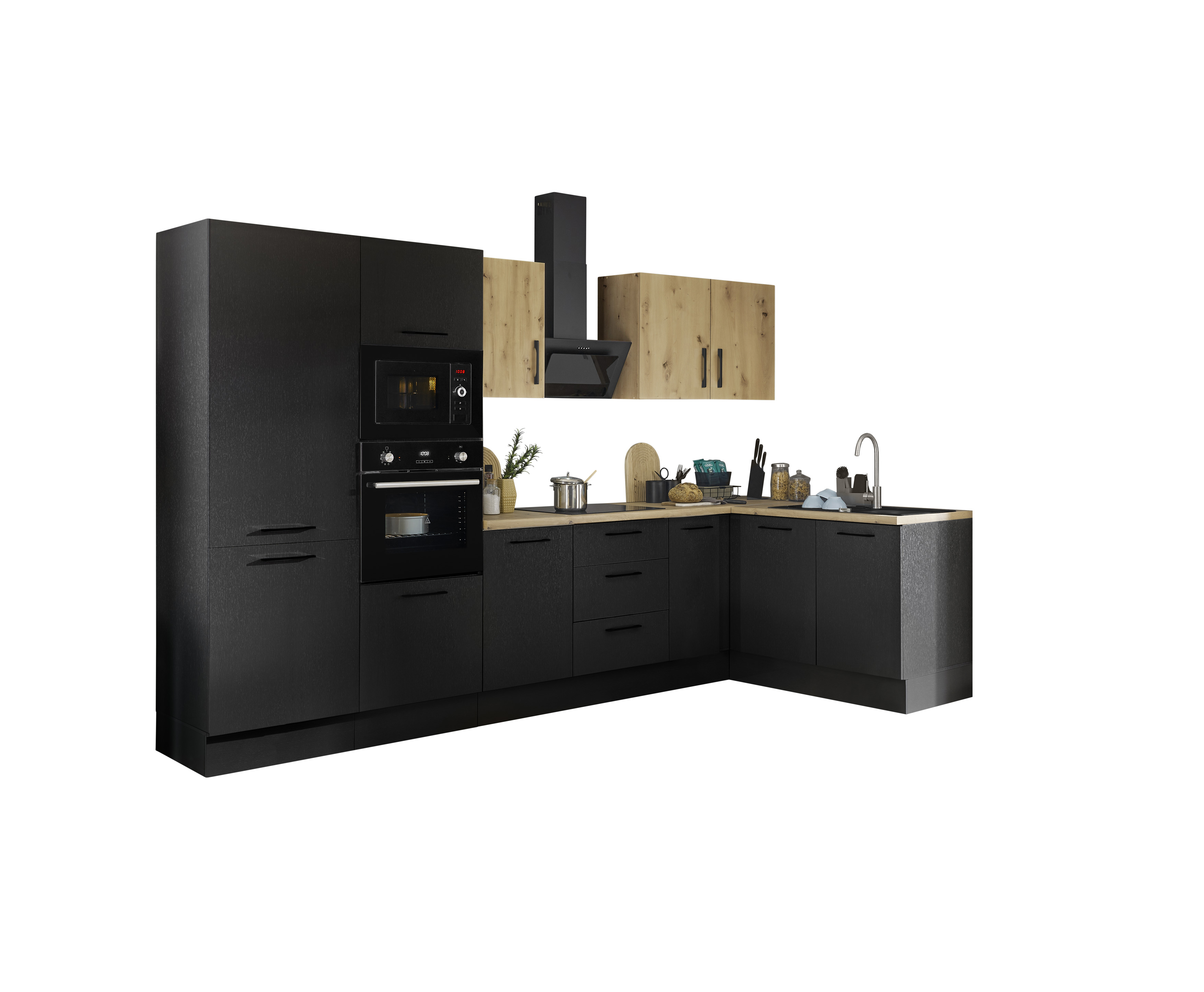 Küchenblock mit E-Geräten CORNWALL (Ecke-Backofen-Kühlschrank-Mikrowelle) IV Küchenblock mit E-Geräten CORNWALL (Ecke-Backofen-Kühlschrank-Mikrowelle) IV