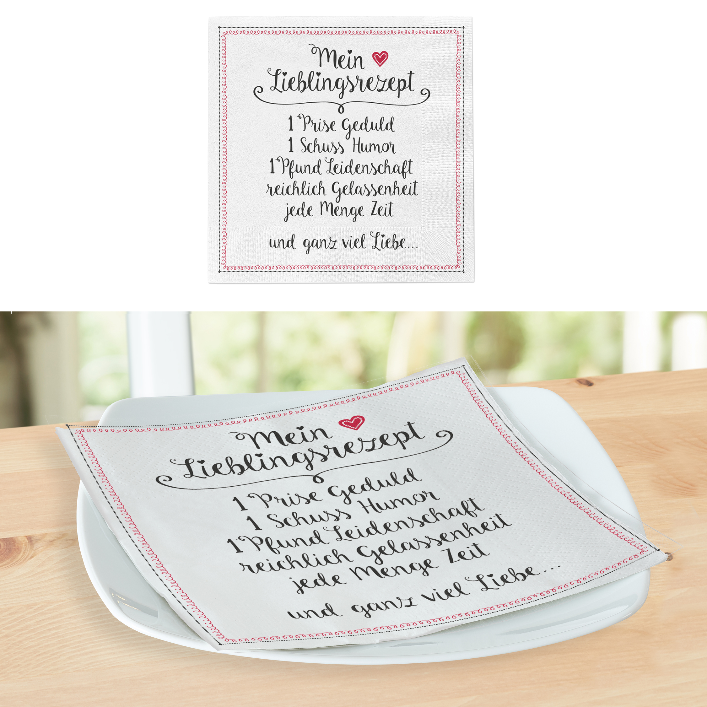 Servietten mit Spruch Lieblingsrezept KITCHEN Servietten mit Spruch Lieblingsrezept KITCHEN