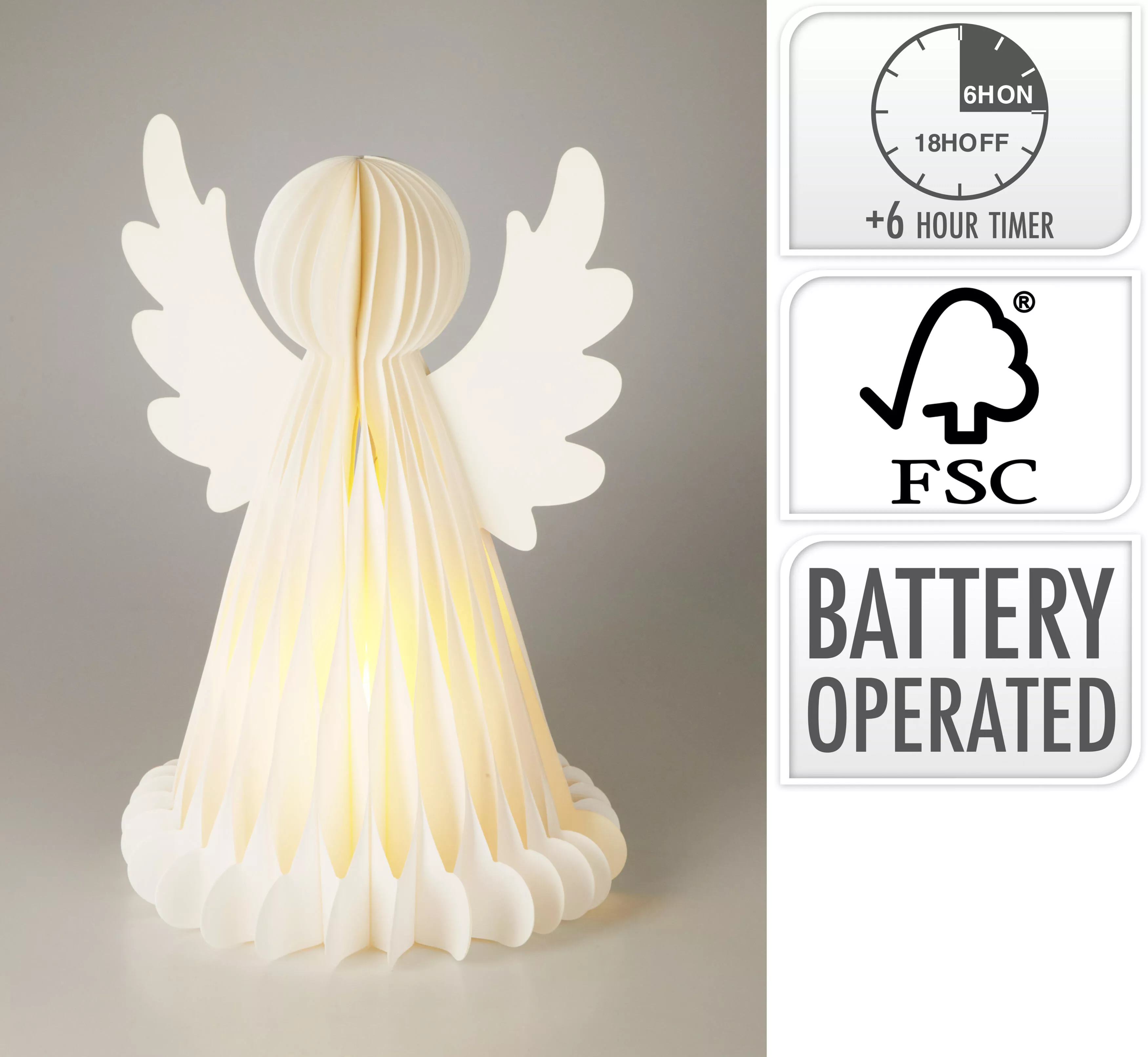 Papierengel mit LED  CHRISTMAS